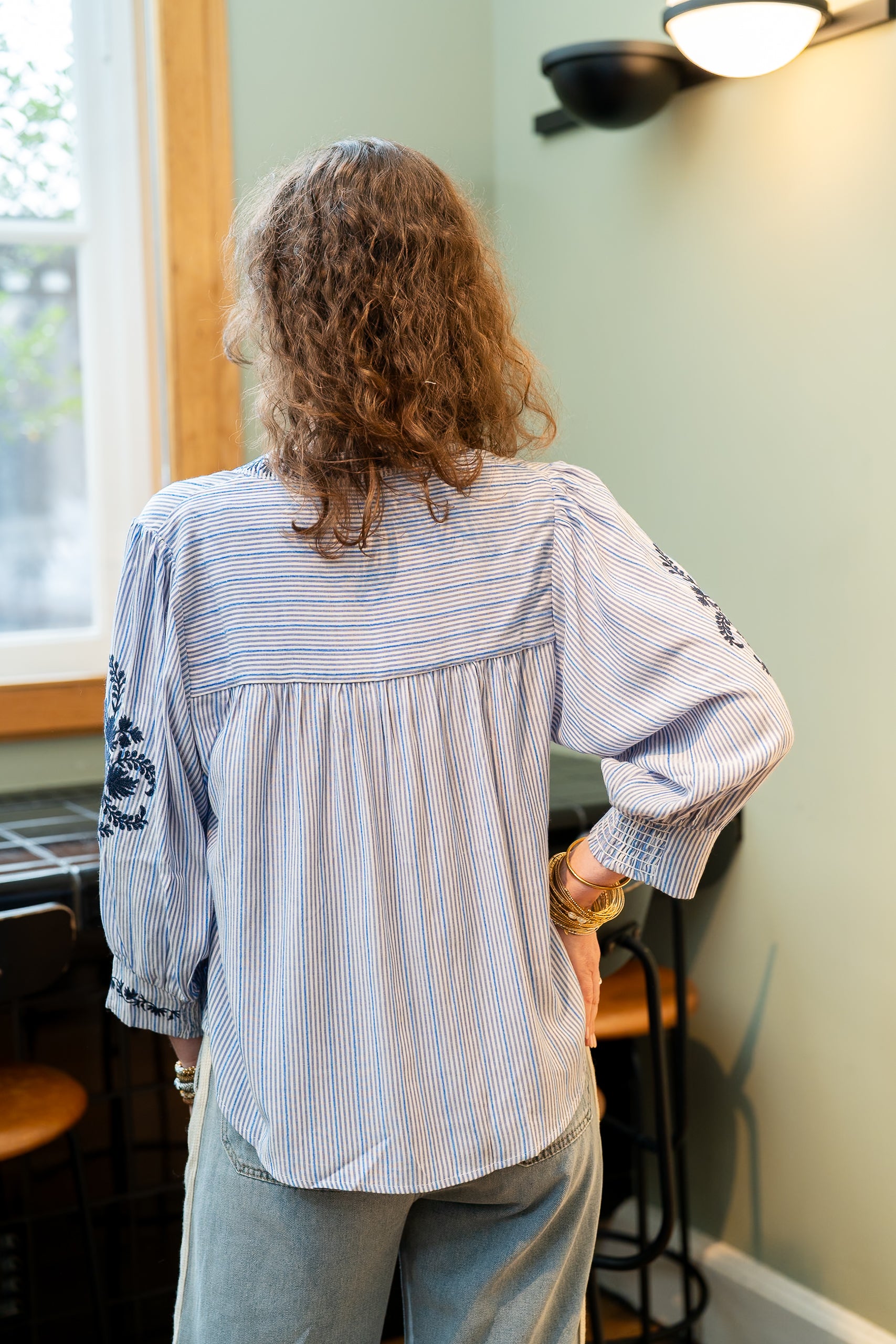 Blouse SARI à carreaux bleue