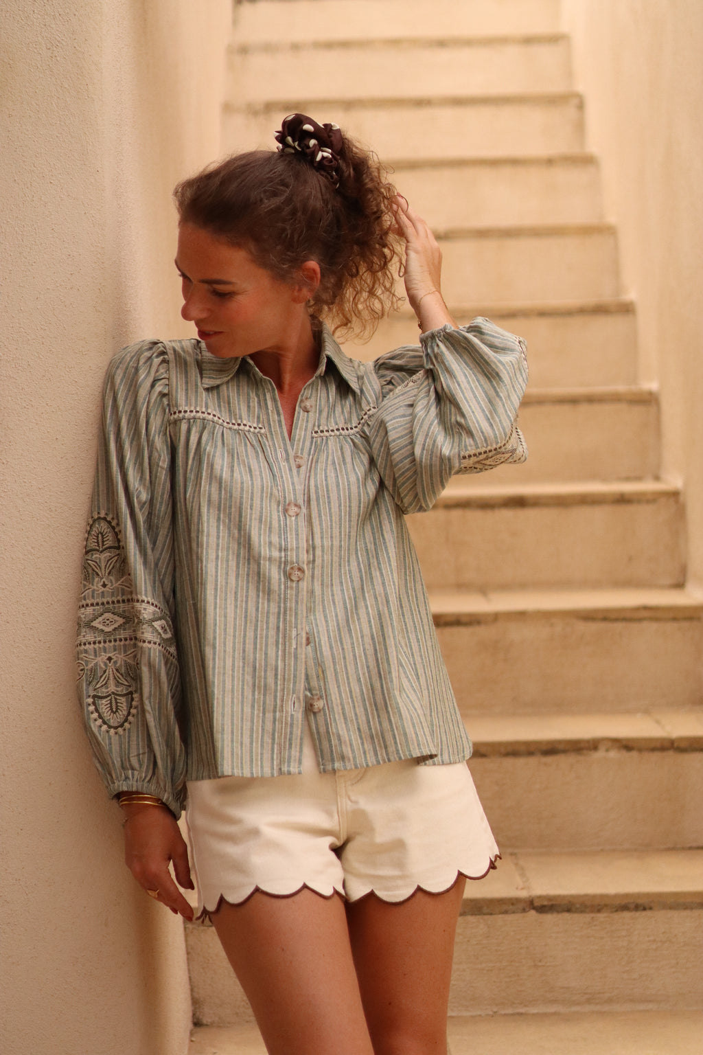 Chemise YAFFA à rayures vertes