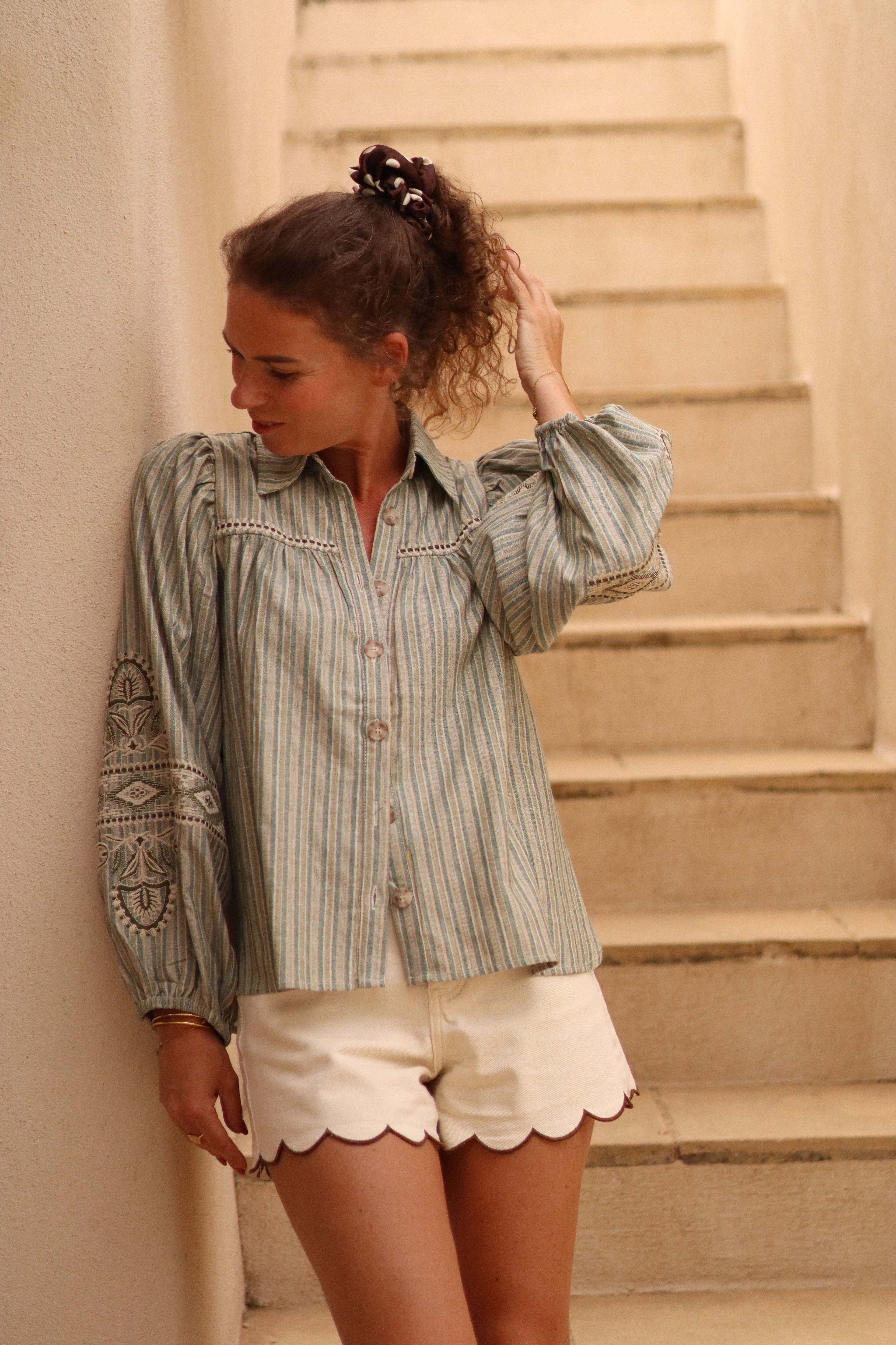 Chemise YAFFA à rayures vertes