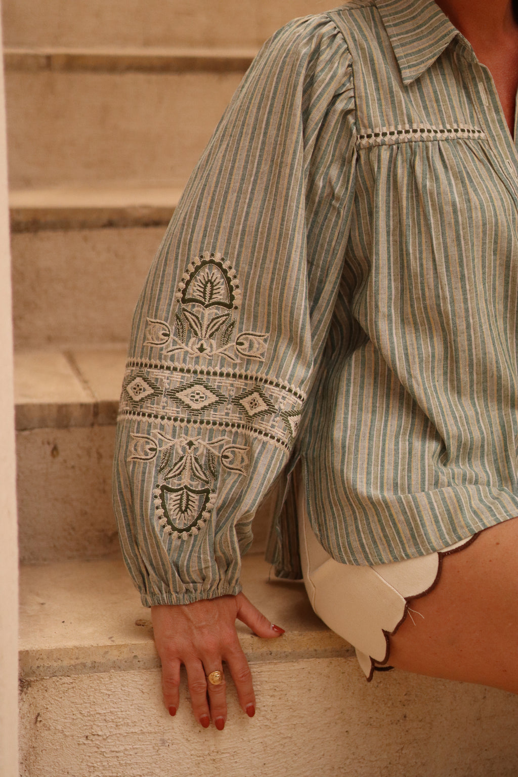 Chemise YAFFA à rayures vertes