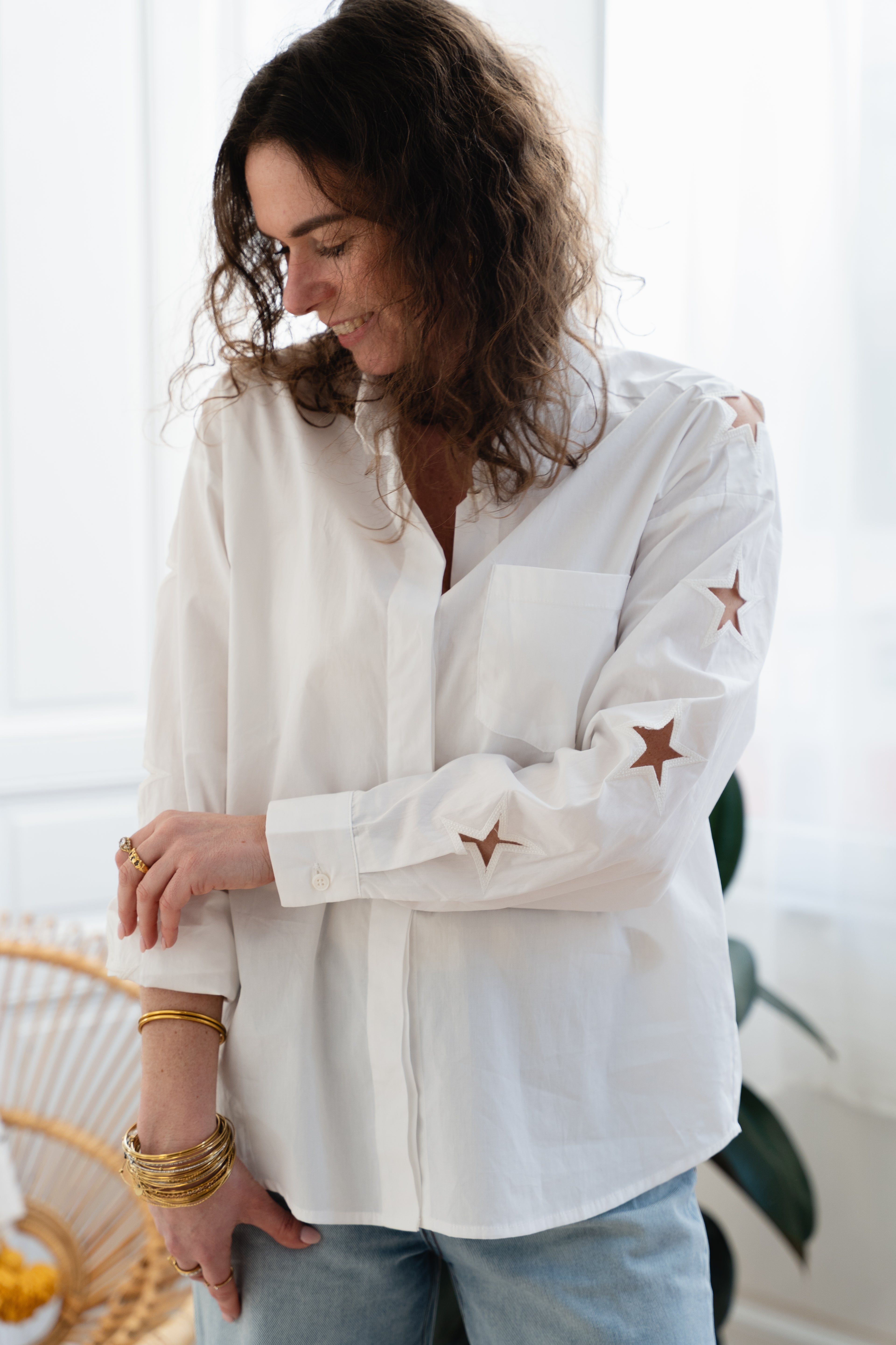 Chemise CHELSY blanches à étoiles