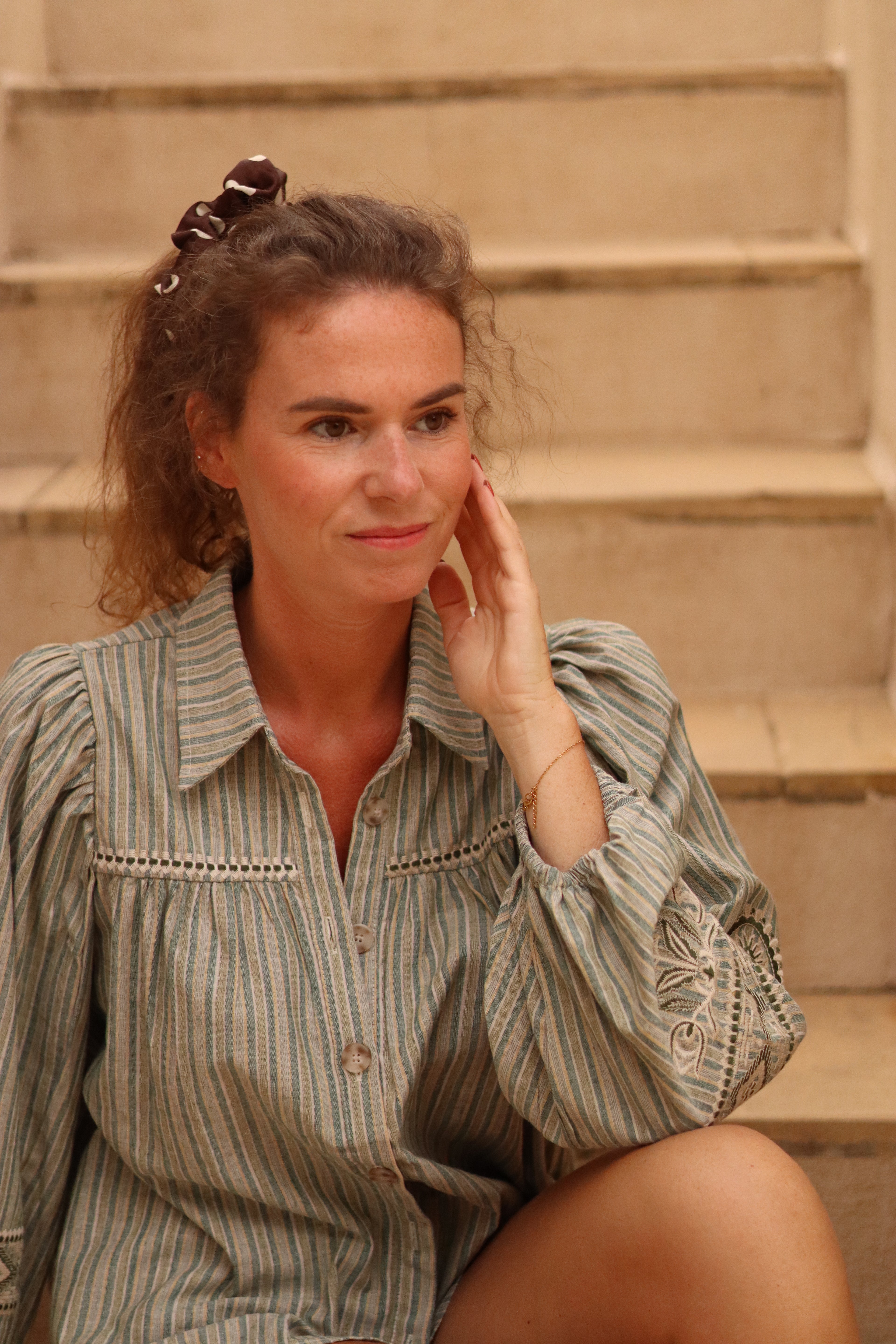 Chemise YAFFA à rayures vertes