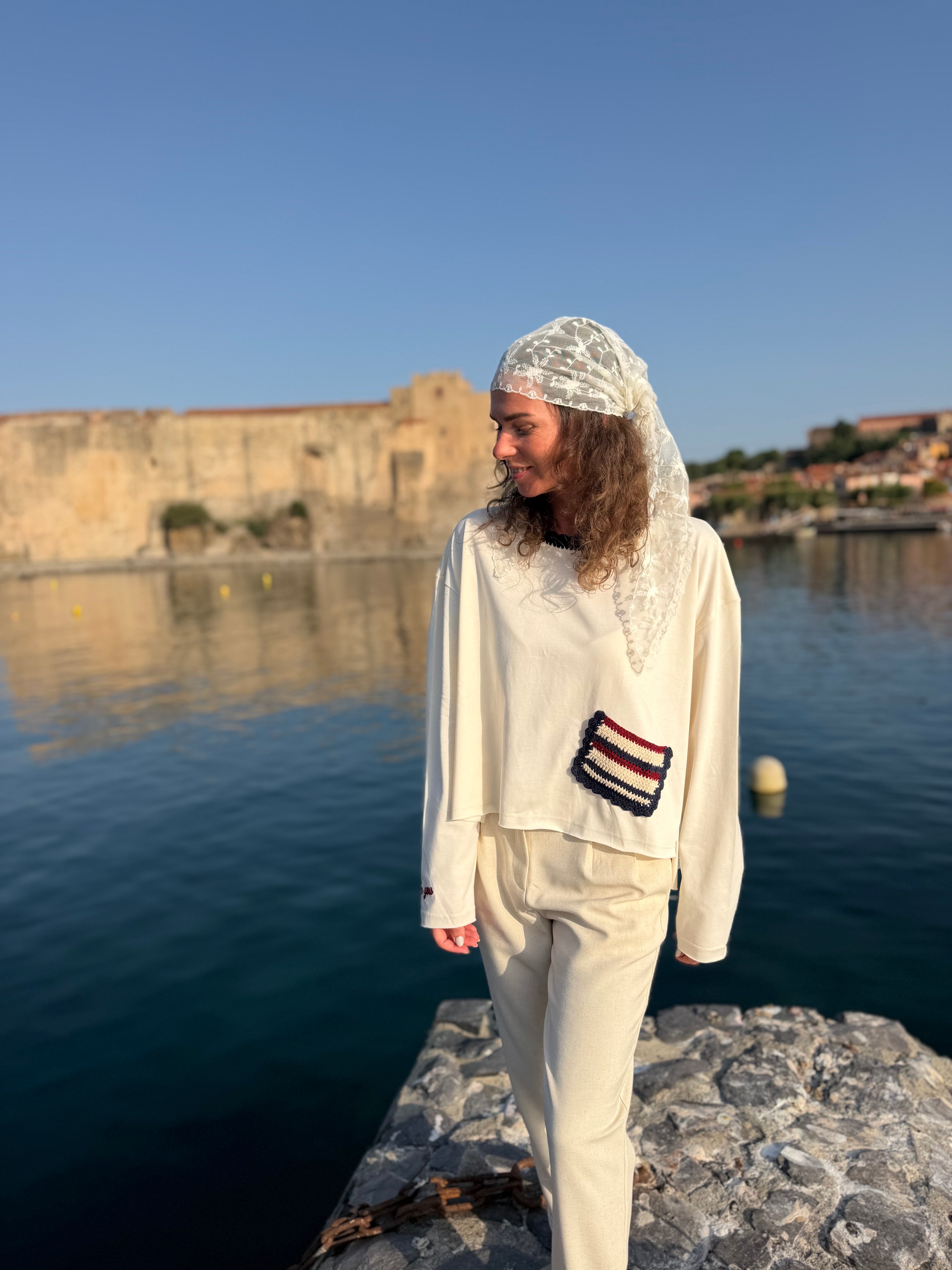Haut LECTRA écru détails crochet