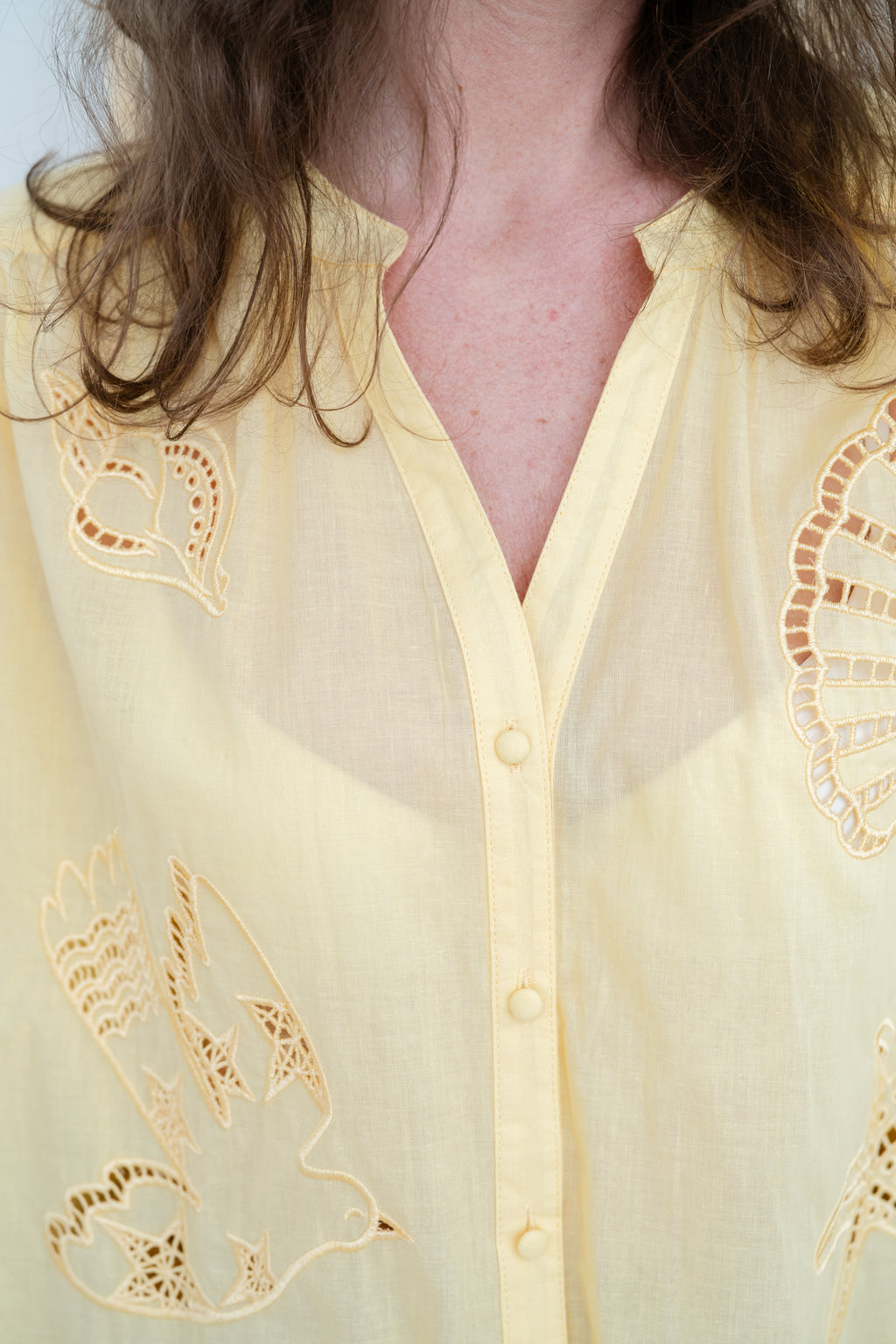 Blouse BOLIANE jaune brodée
