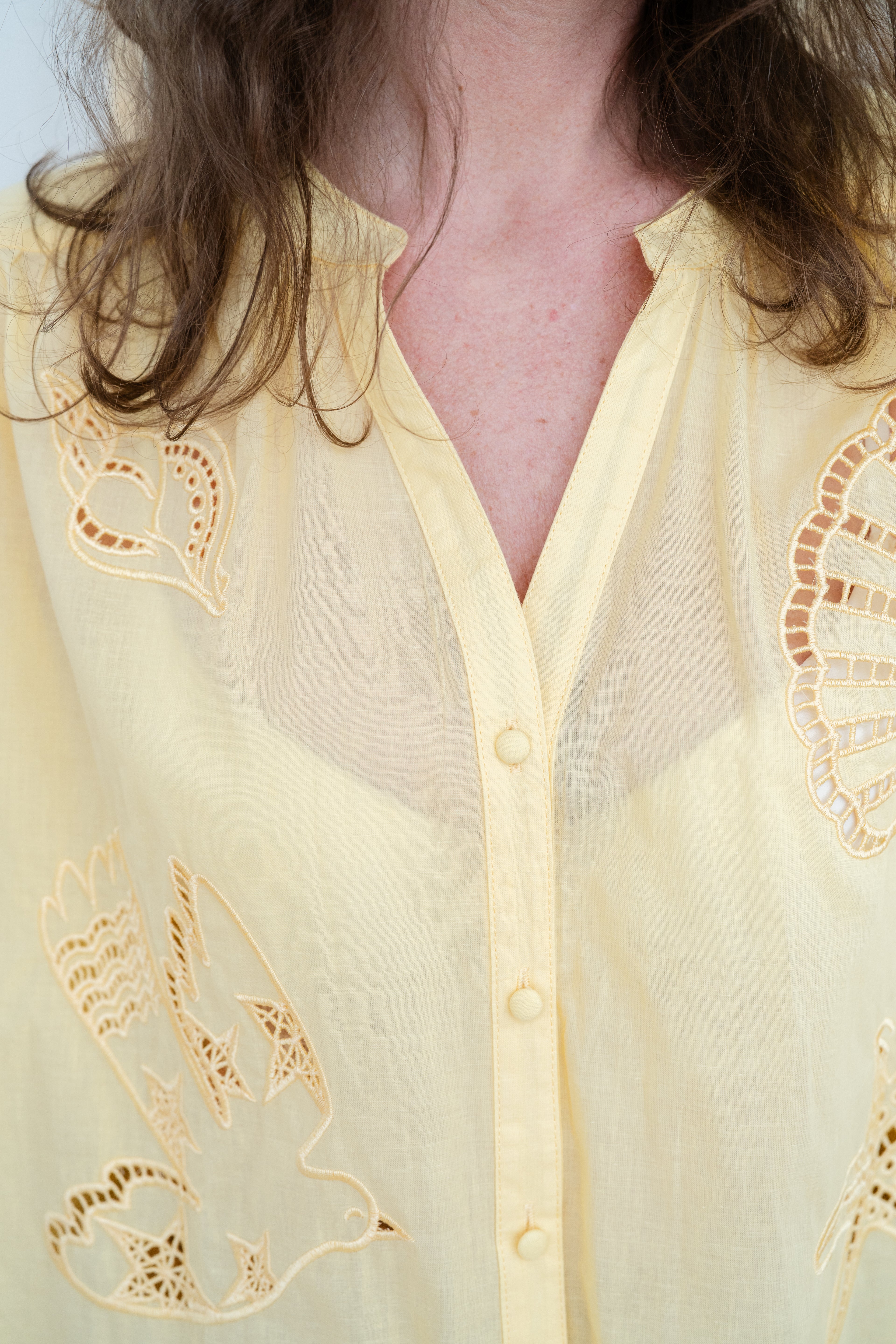 Blouse BOLIANE jaune brodée