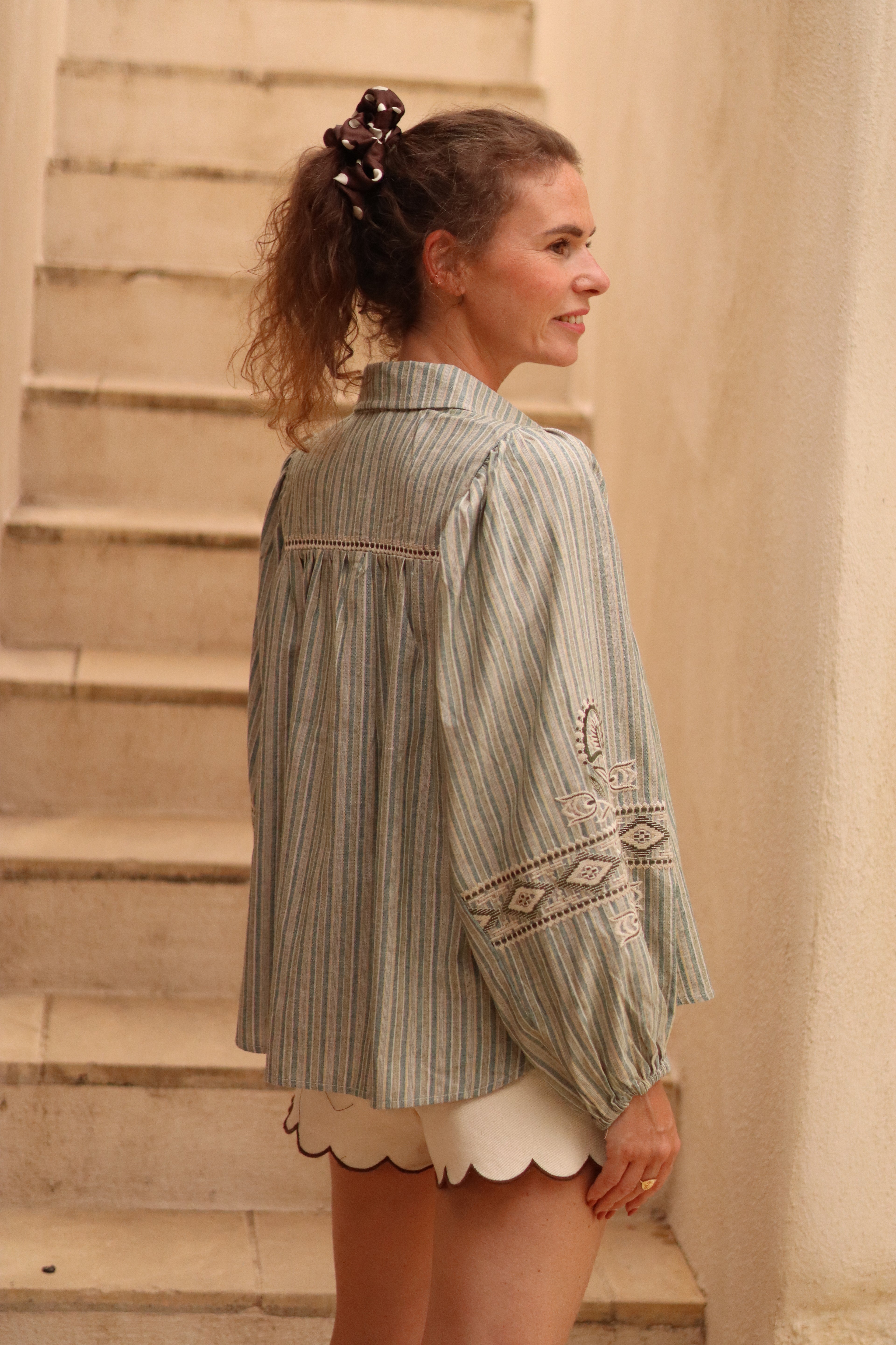 Chemise YAFFA à rayures vertes