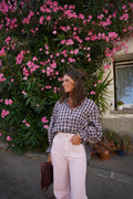 Blouse KIMBER à carreaux grise et rose