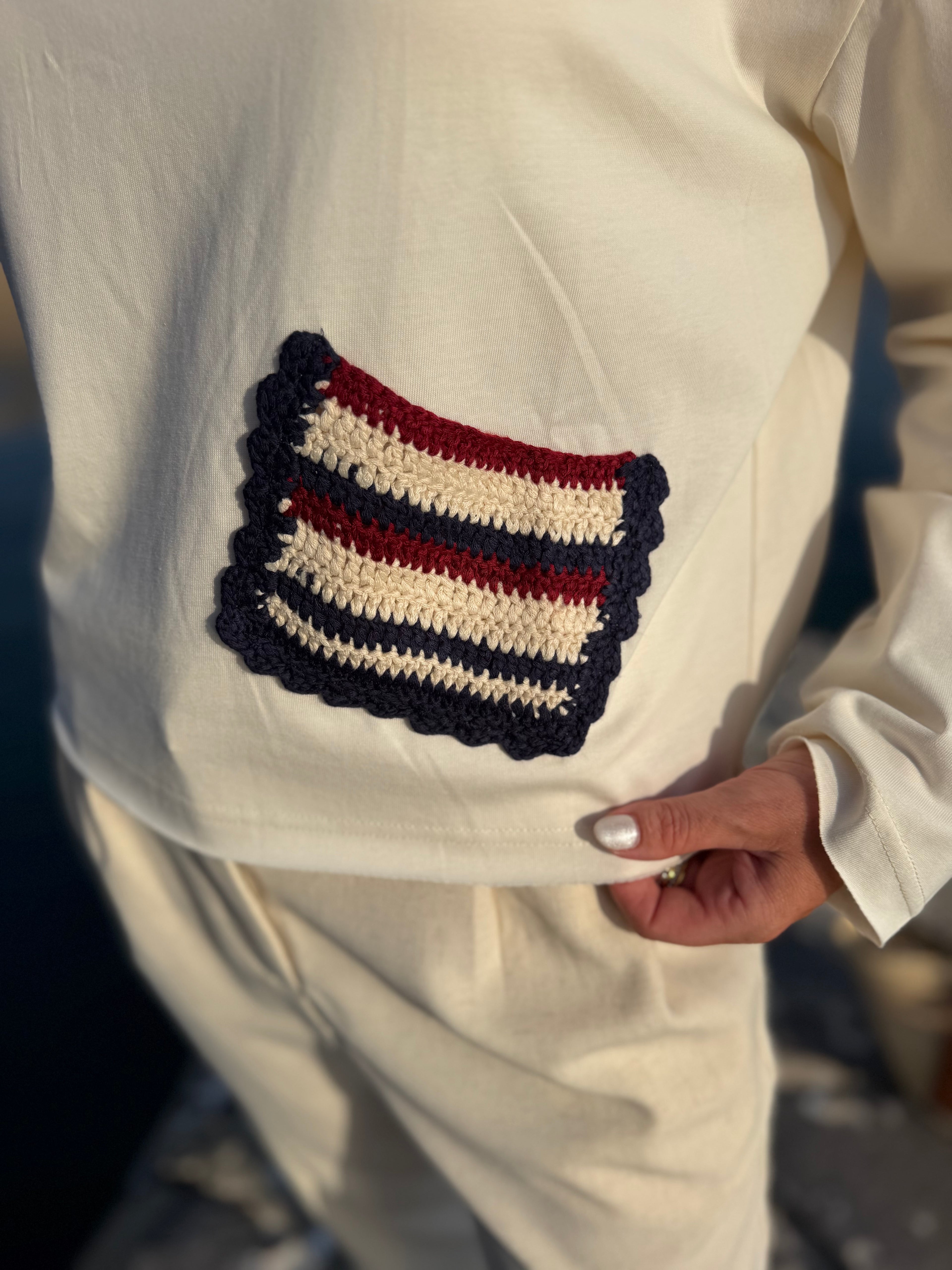 Haut LECTRA écru détails crochet