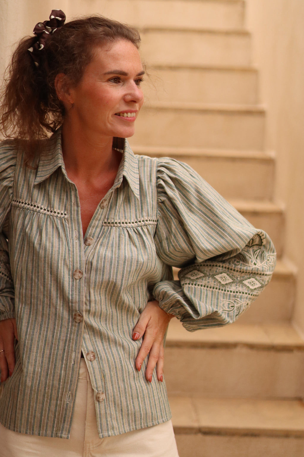Chemise YAFFA à rayures vertes