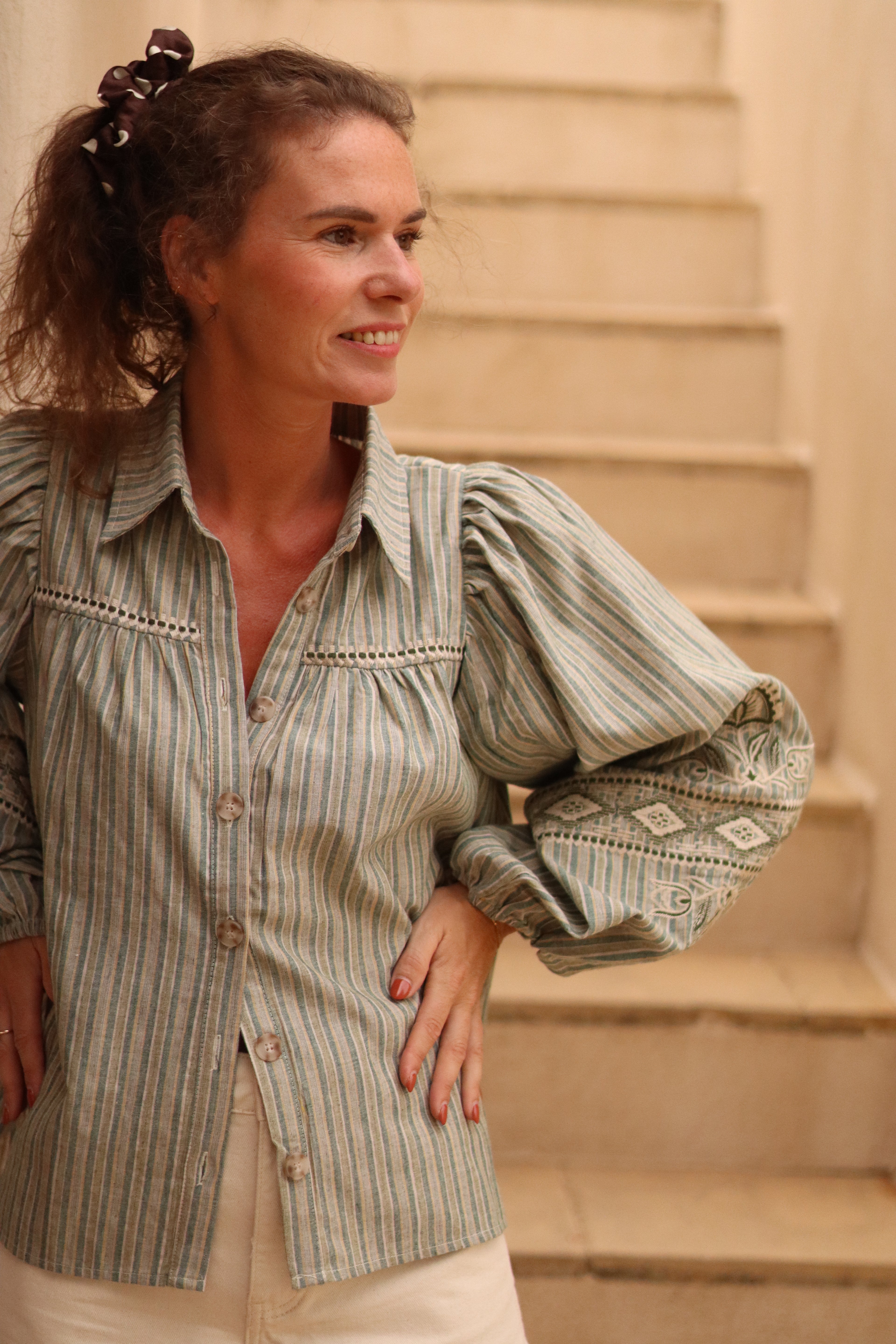Chemise YAFFA à rayures vertes