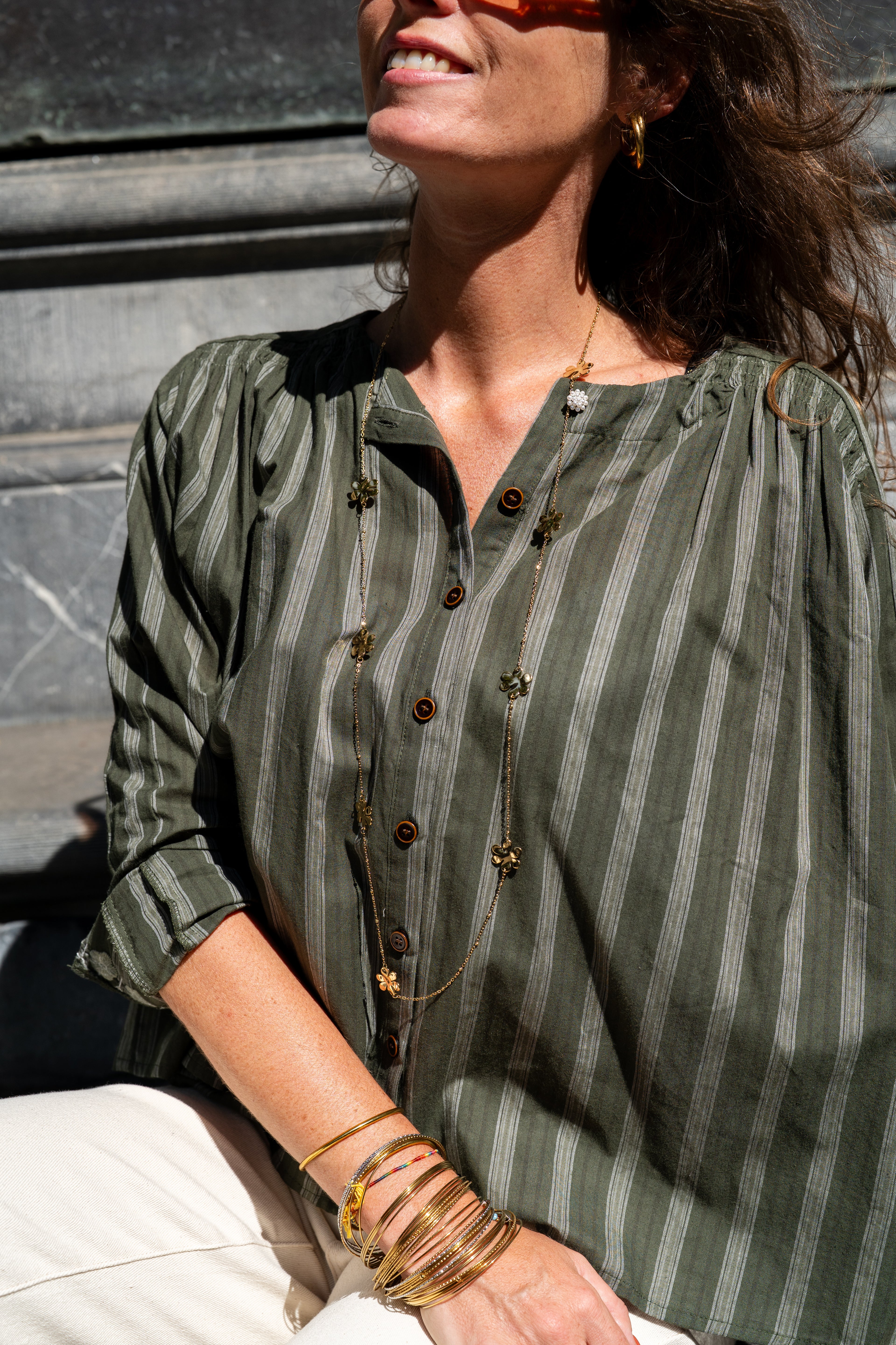Blouse KRISTIN rayures kaki
