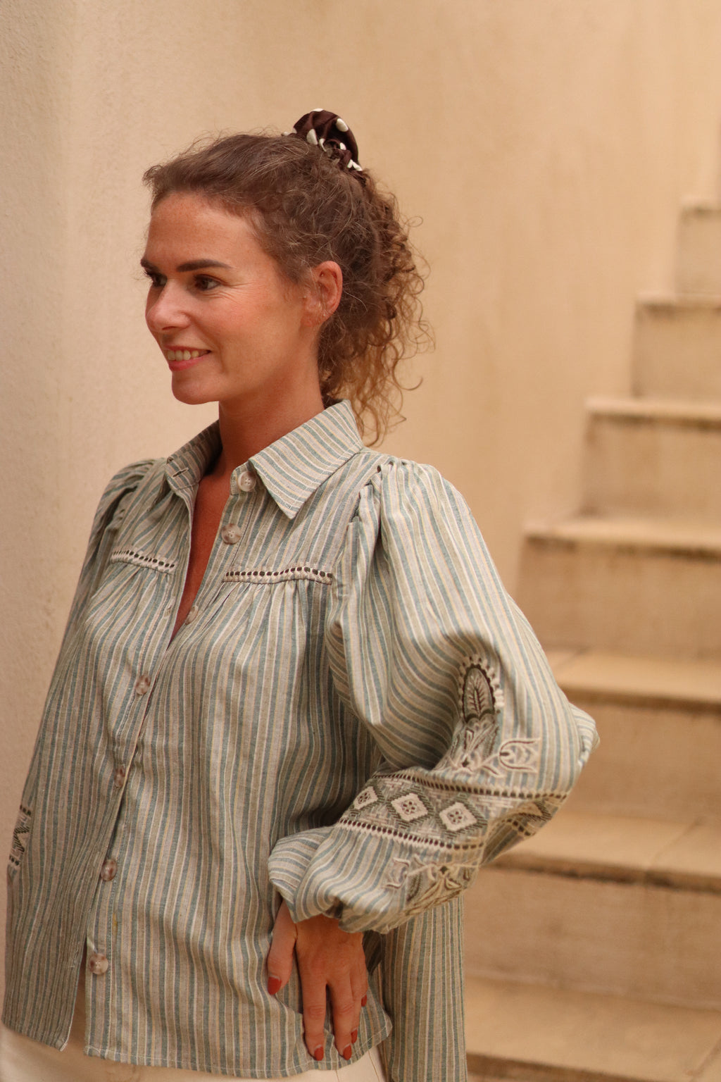 Chemise YAFFA à rayures vertes