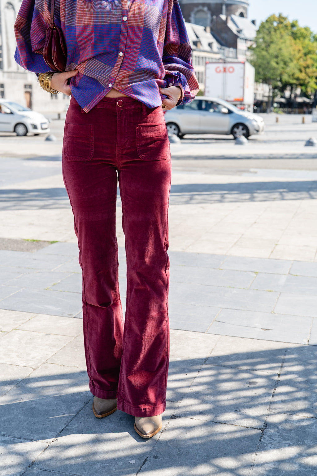 Pantalon SONNY bordeaux en velours