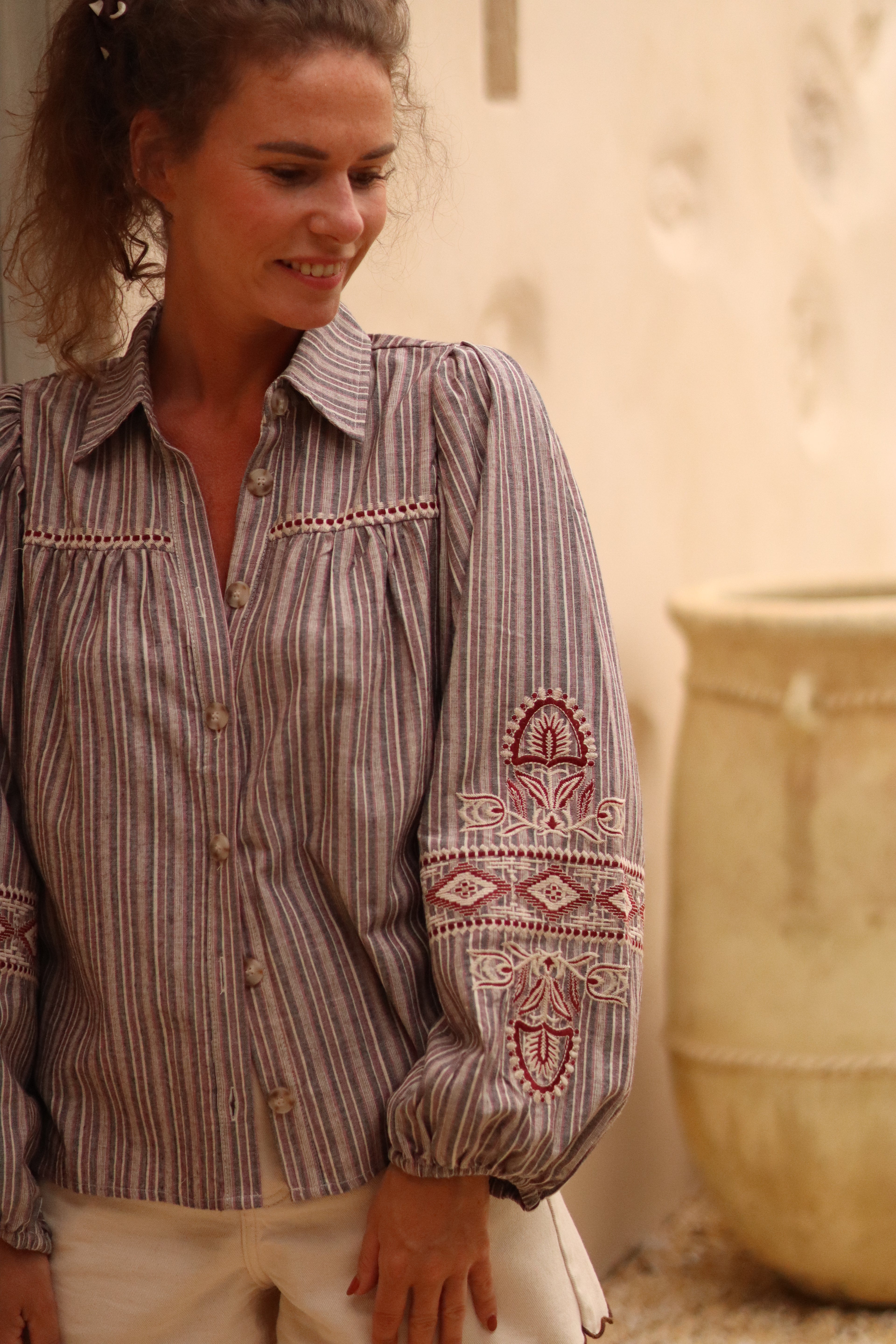 Chemise YAFFA à rayures bordeaux
