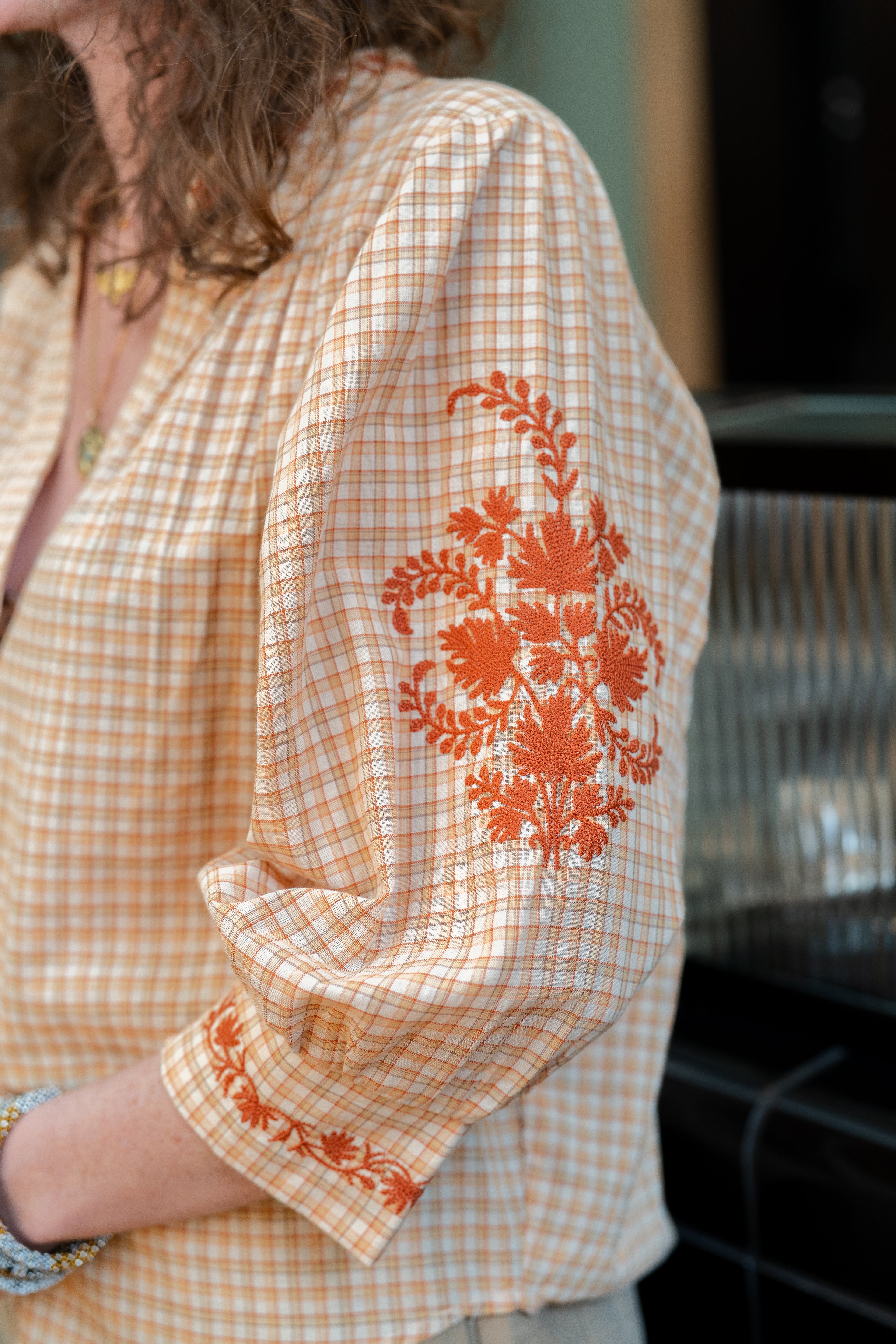 Blouse SARI à carreaux Sienne
