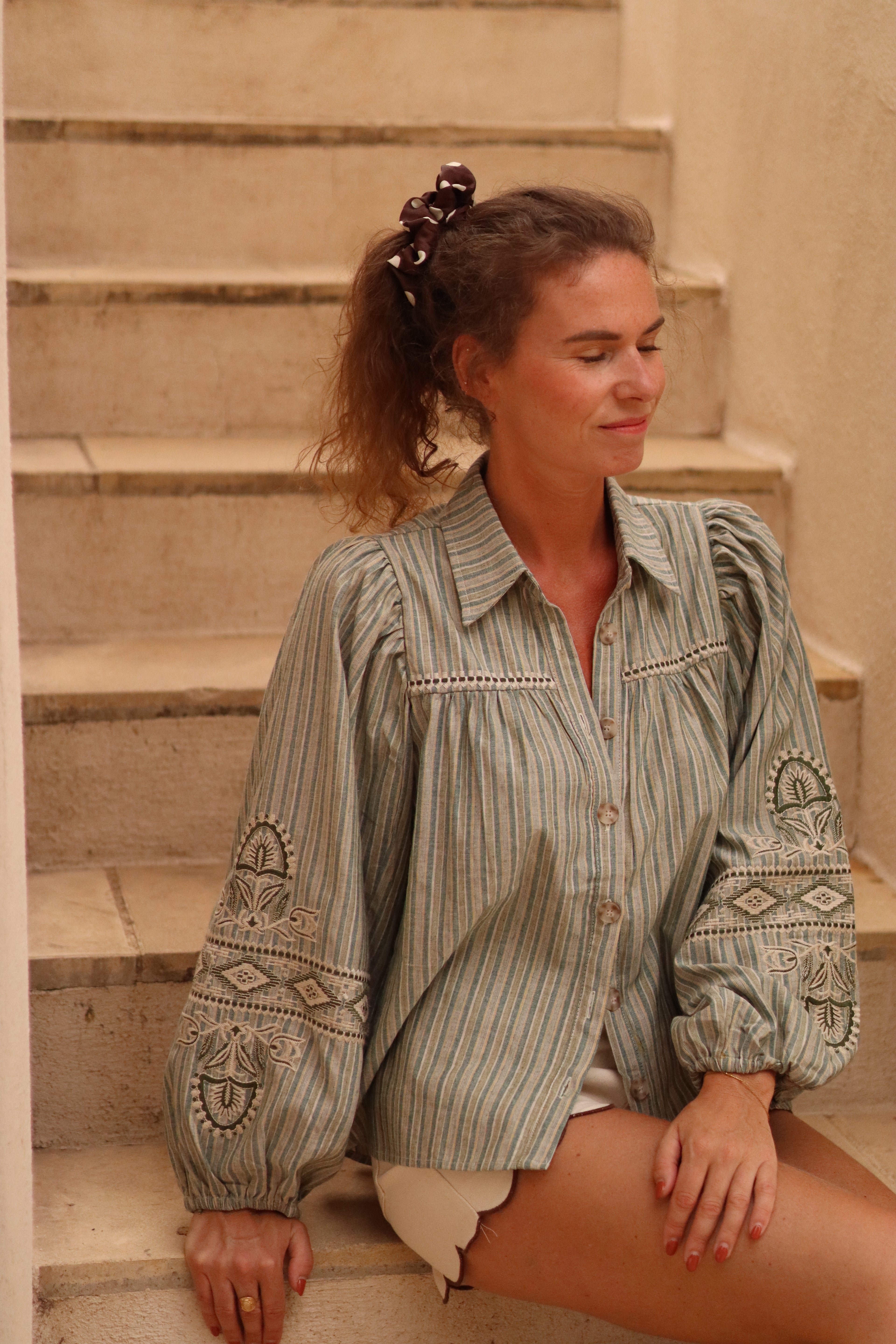 Chemise YAFFA à rayures vertes