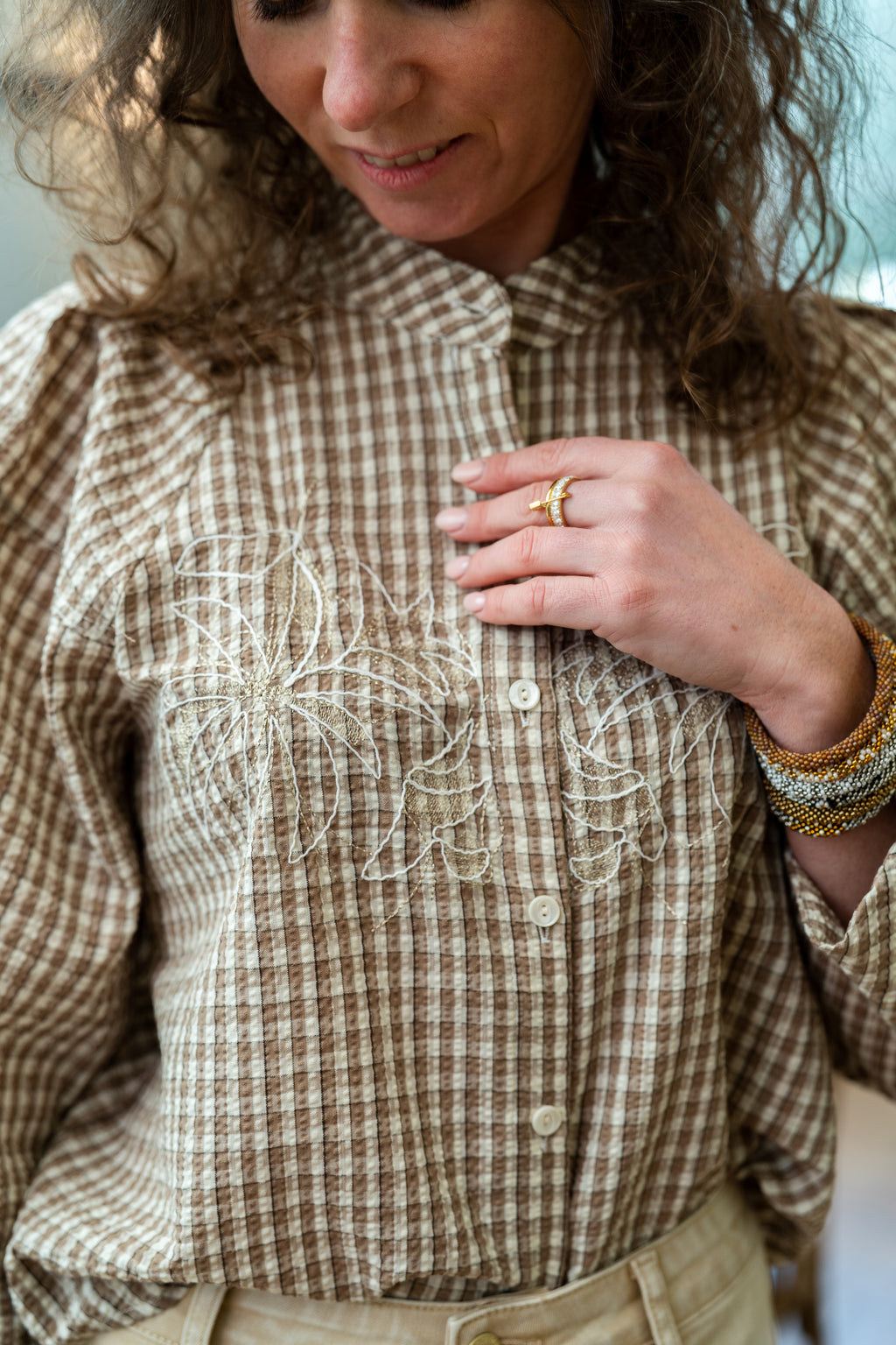 Chemise FANETTE vichy brodée