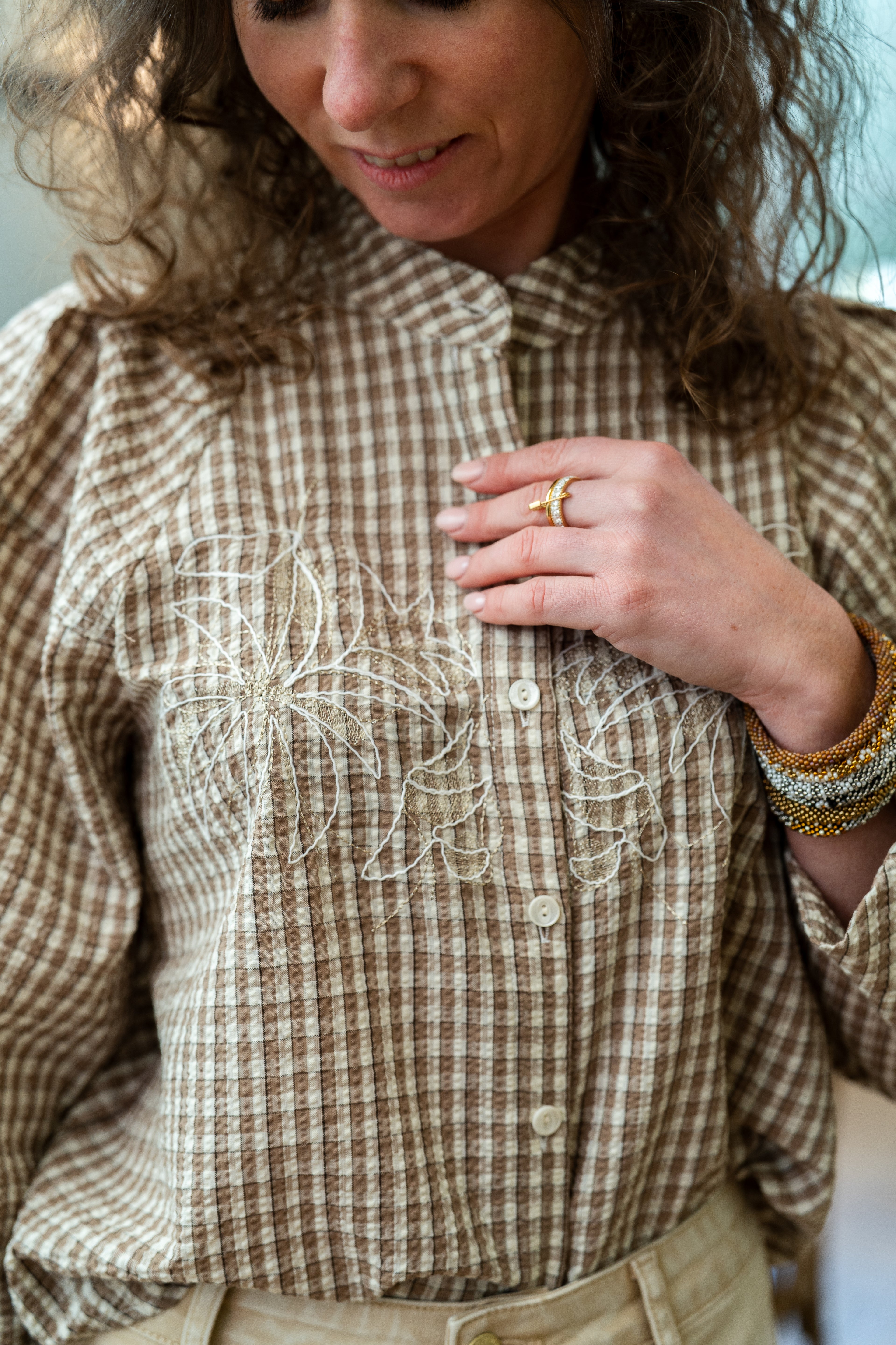 Chemise FANETTE vichy brodée