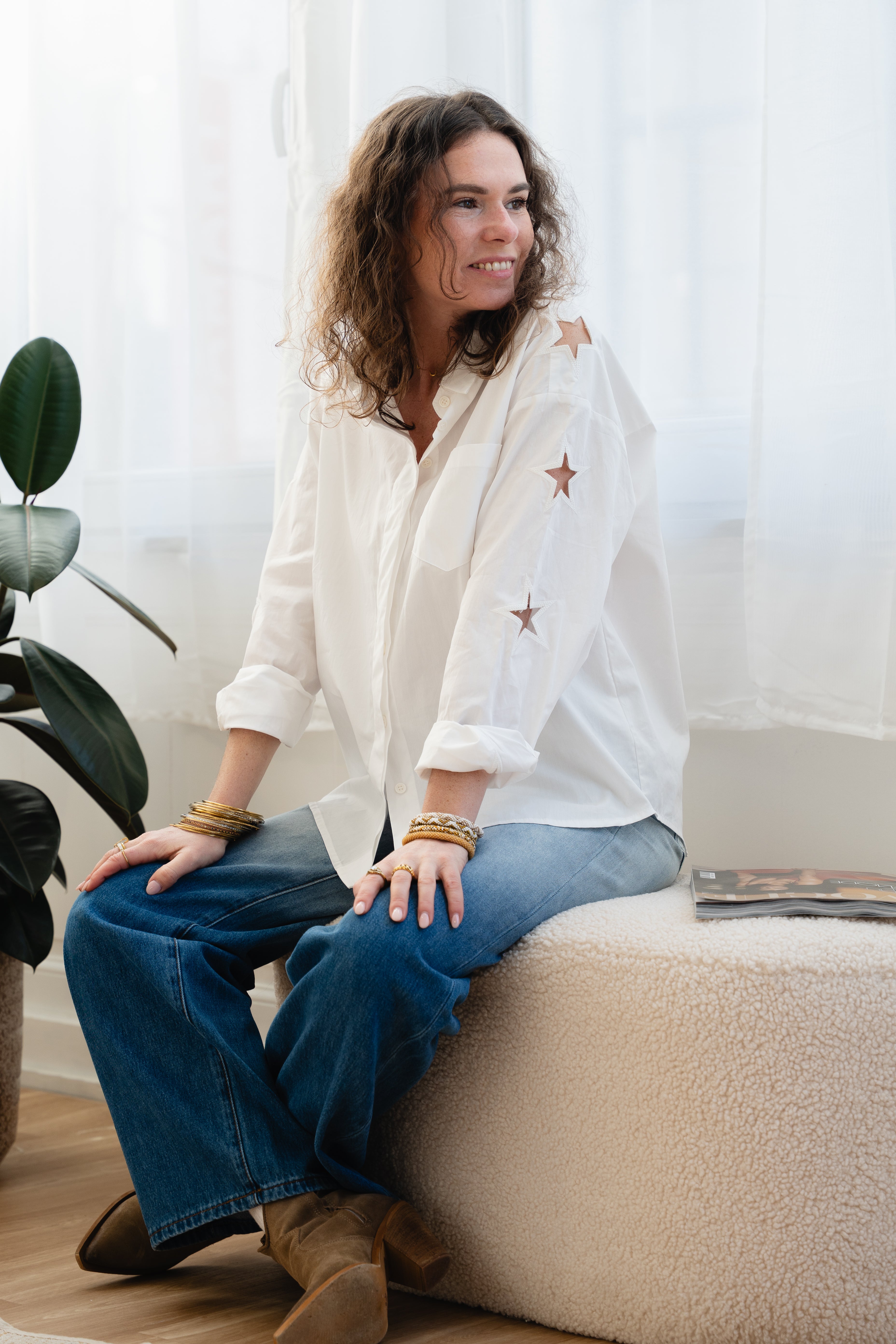 Chemise CHELSY blanches à étoiles