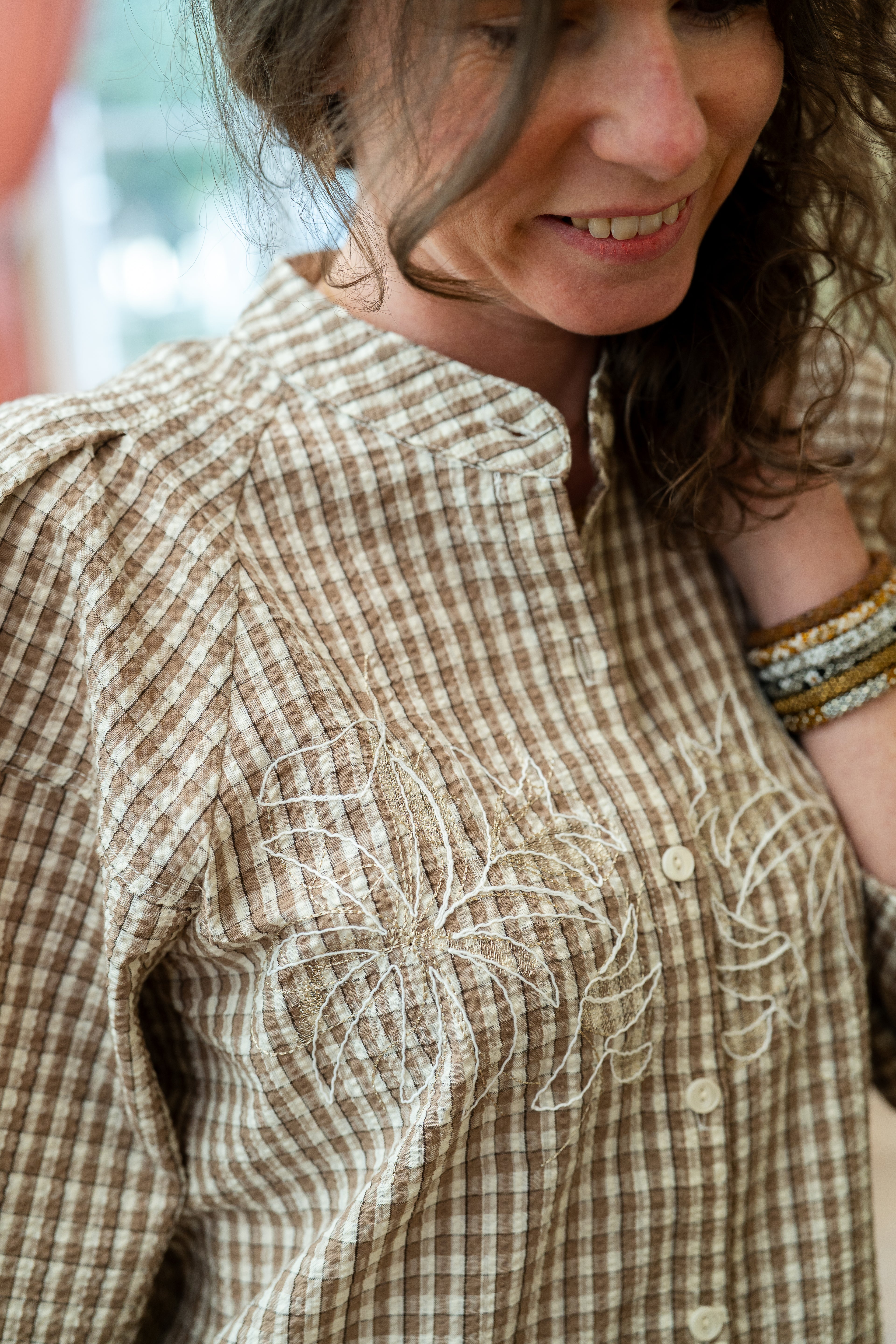 Chemise FANETTE vichy brodée