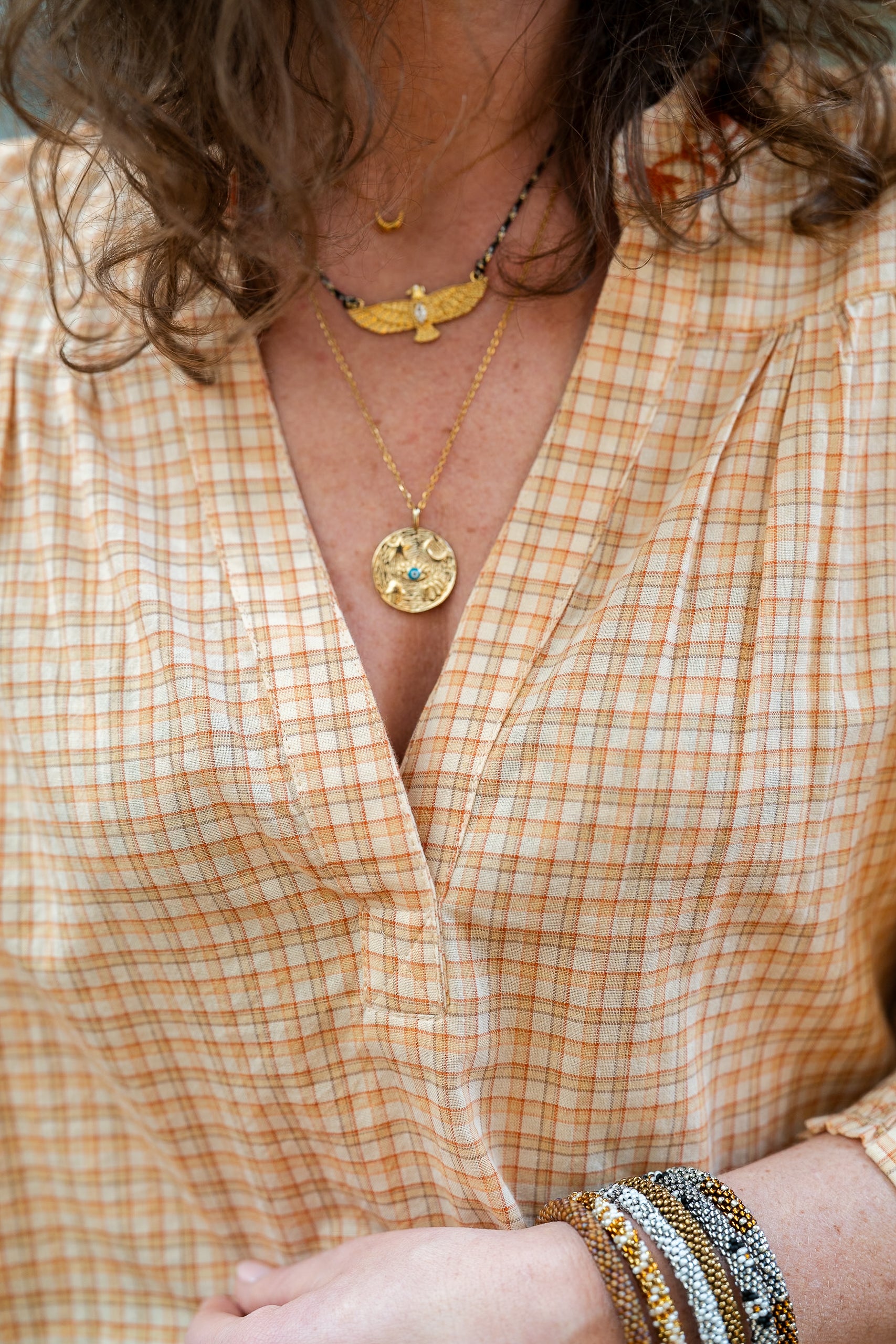 Blouse SARI à carreaux Sienne