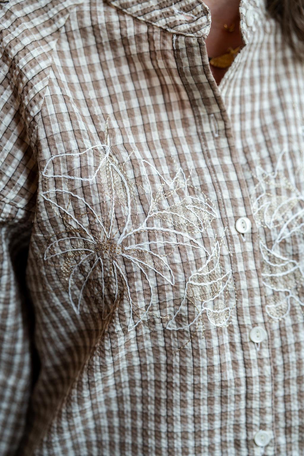 Chemise FANETTE vichy brodée