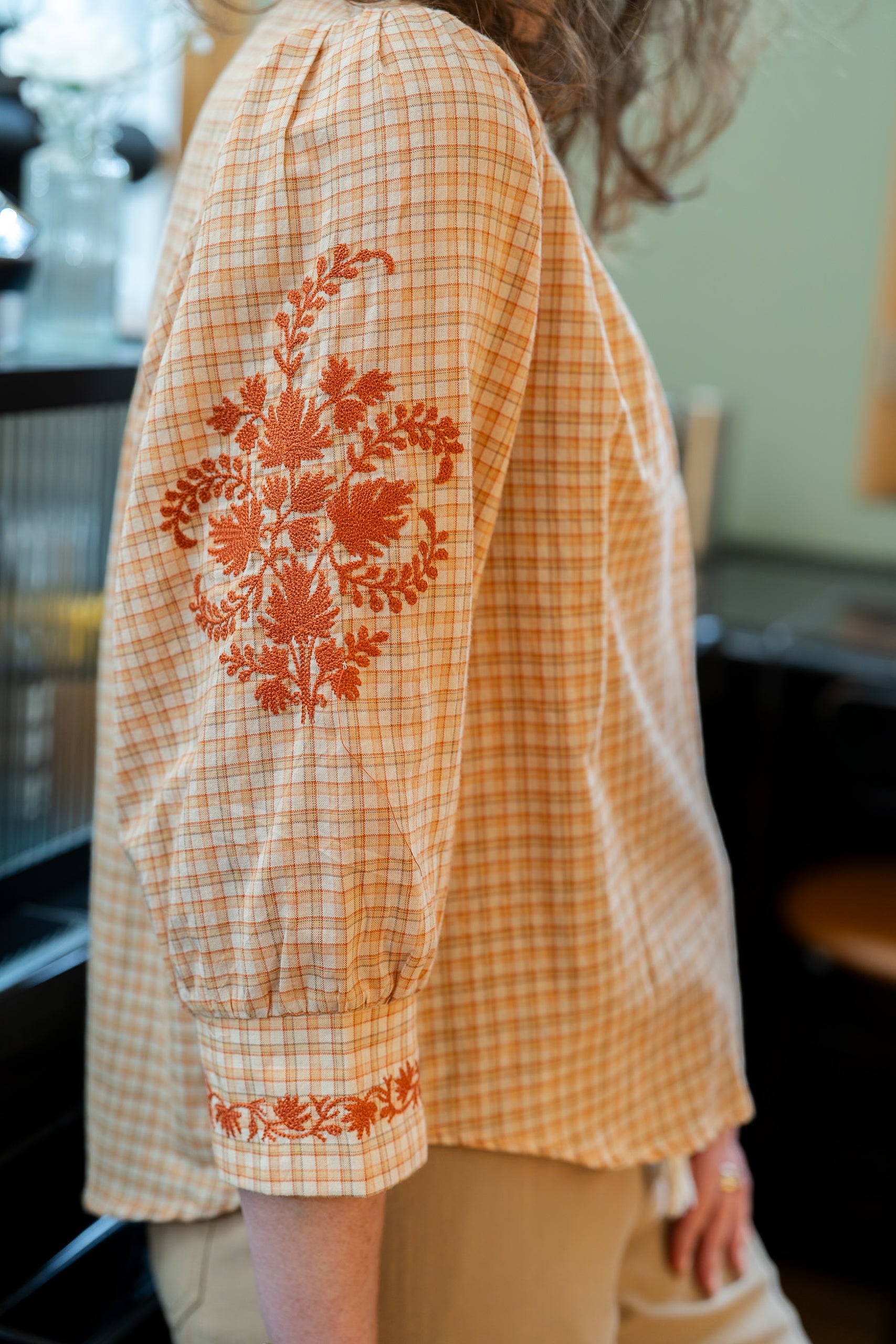 Blouse SARI à carreaux Sienne