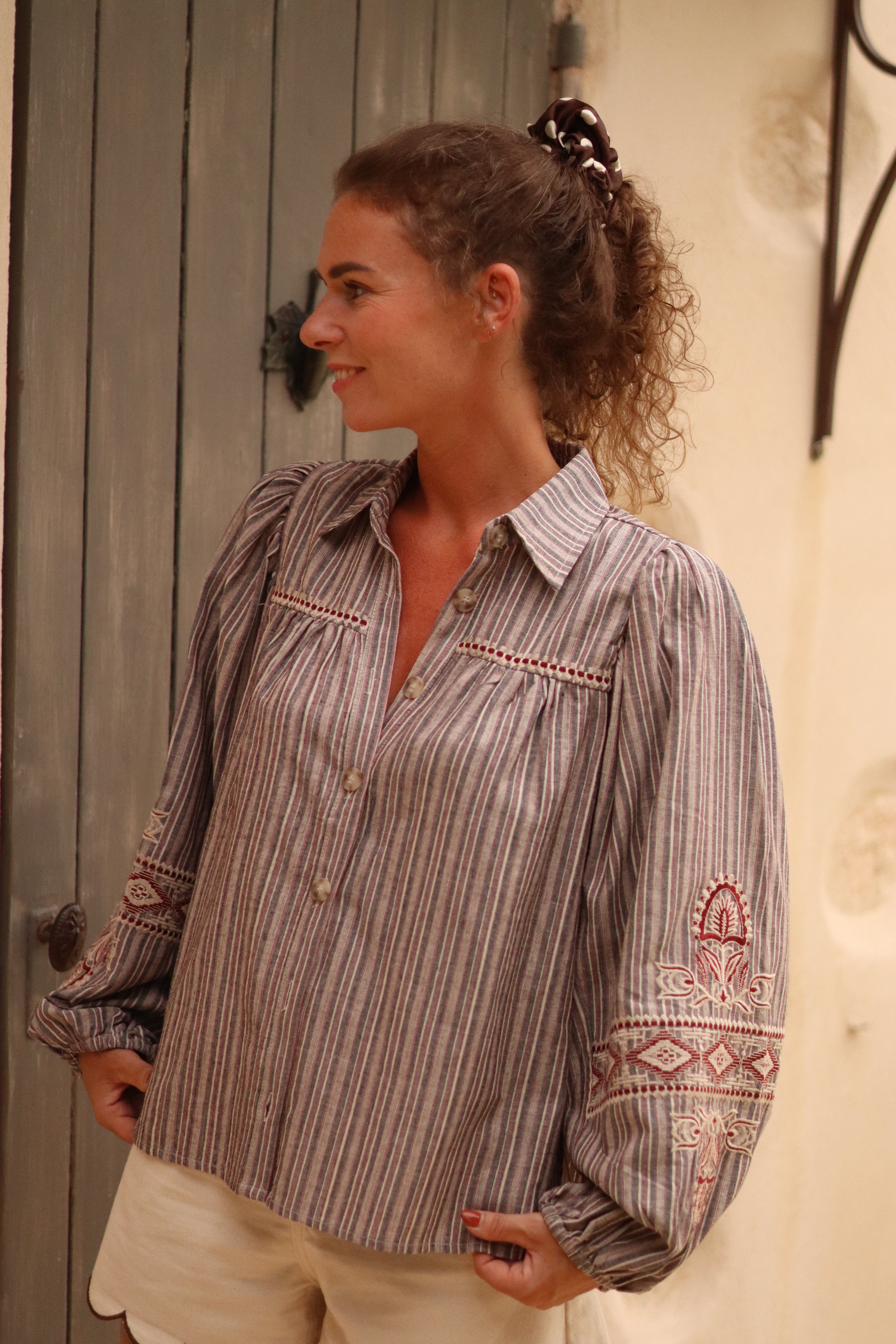 Chemise YAFFA à rayures bordeaux