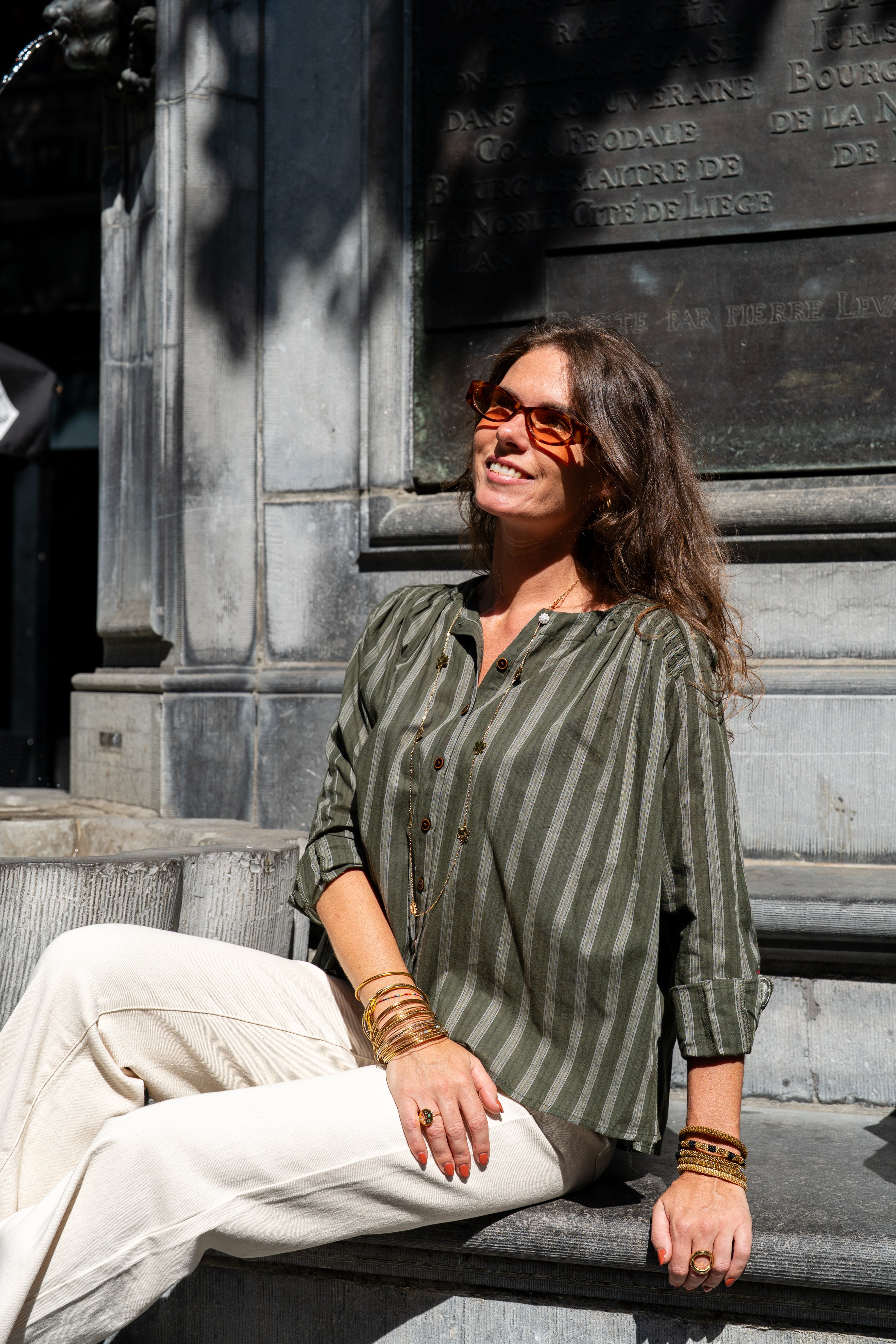 Blouse KRISTIN rayures kaki