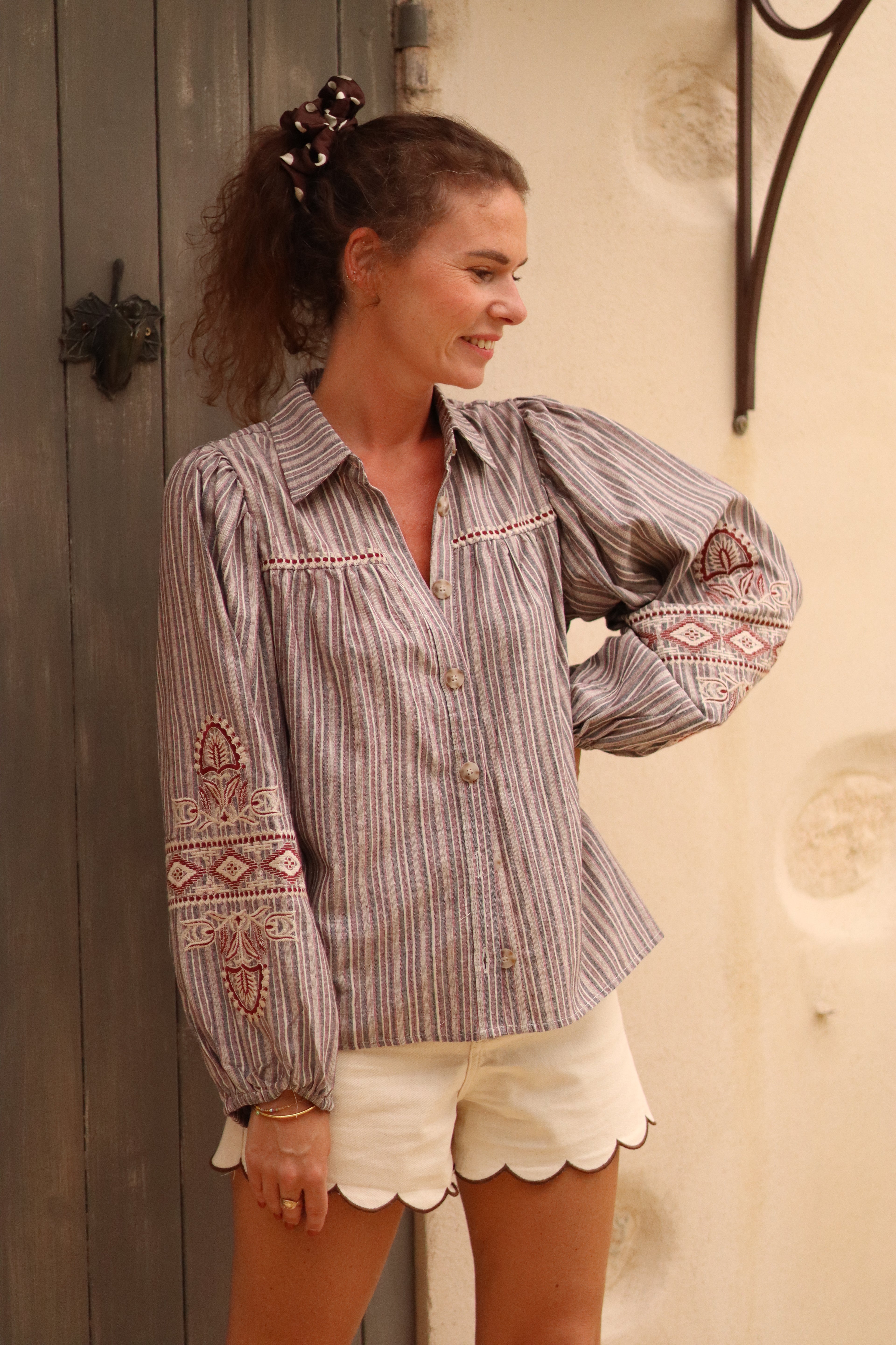 Chemise YAFFA à rayures bordeaux