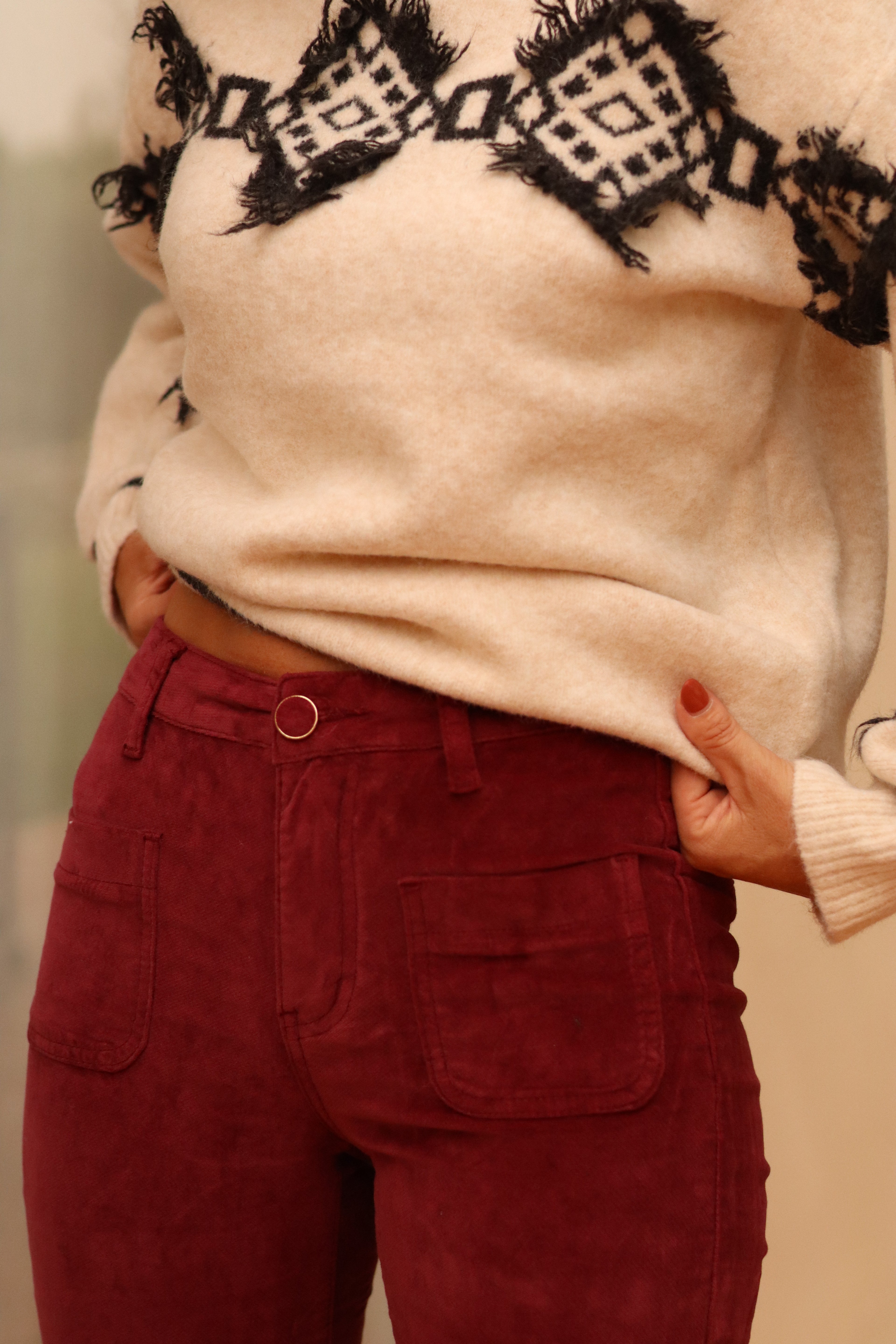 Pantalon SONNY bordeaux en velours