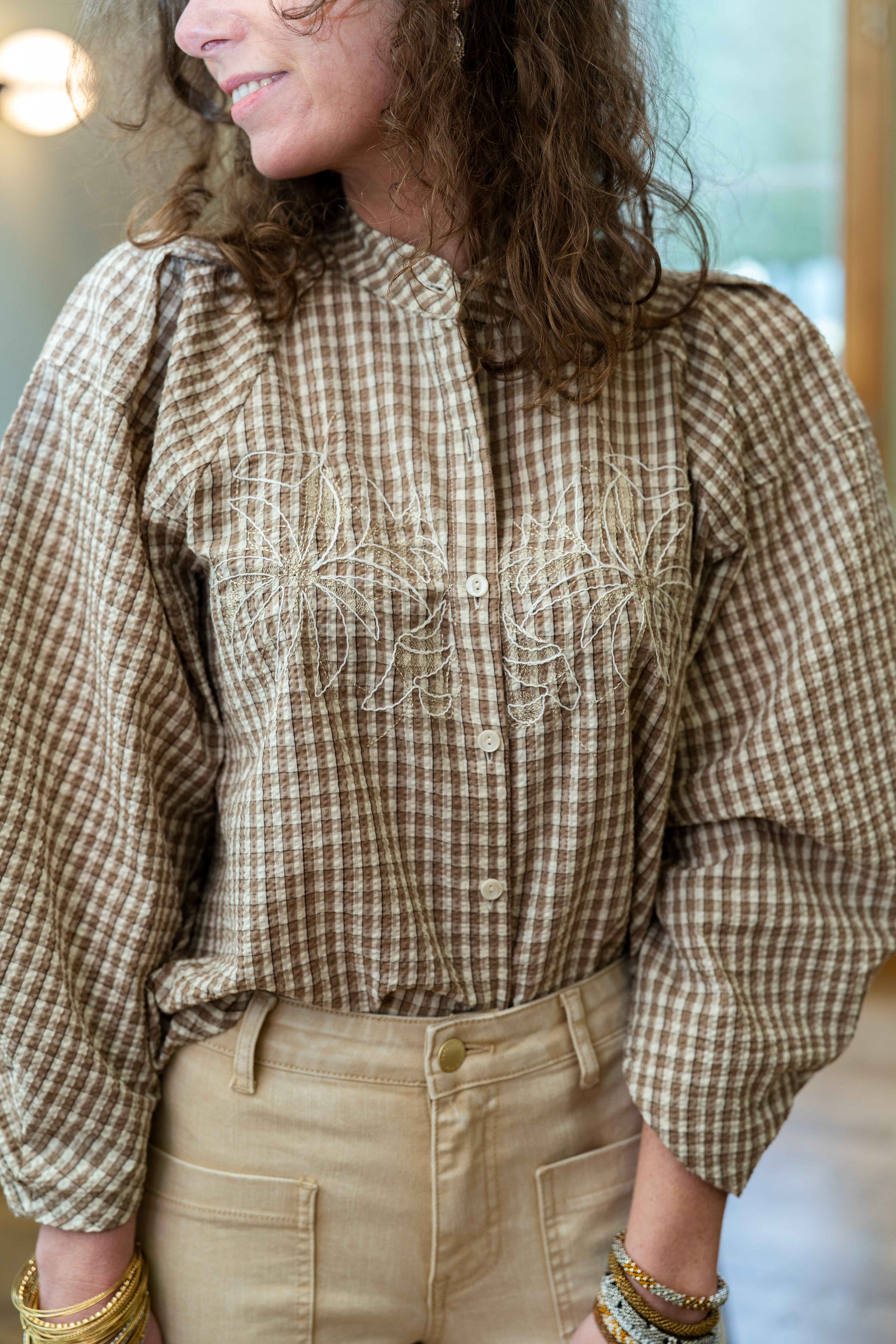 Chemise FANETTE vichy brodée