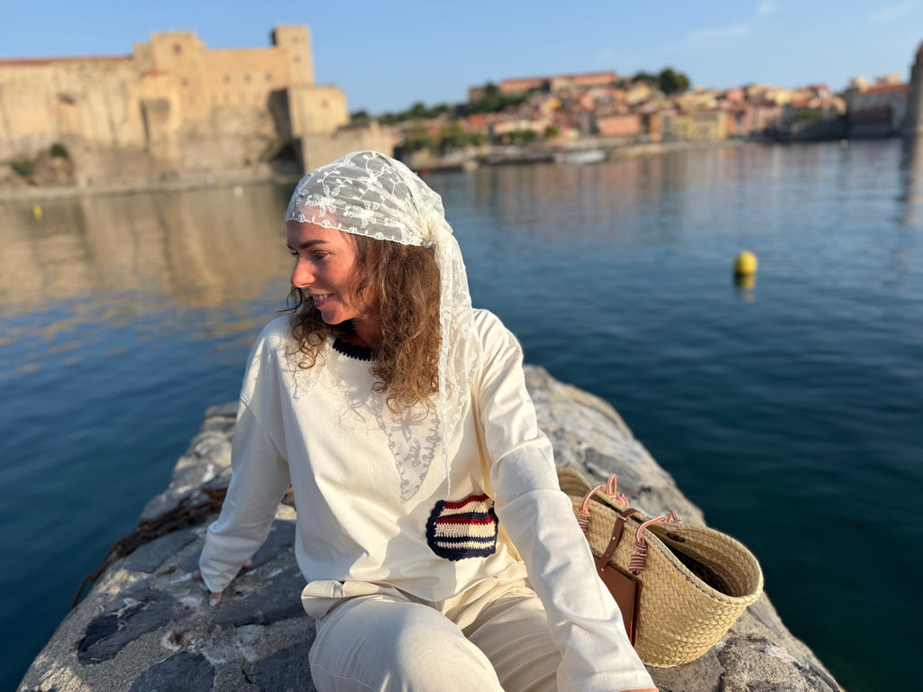 Haut LECTRA écru détails crochet