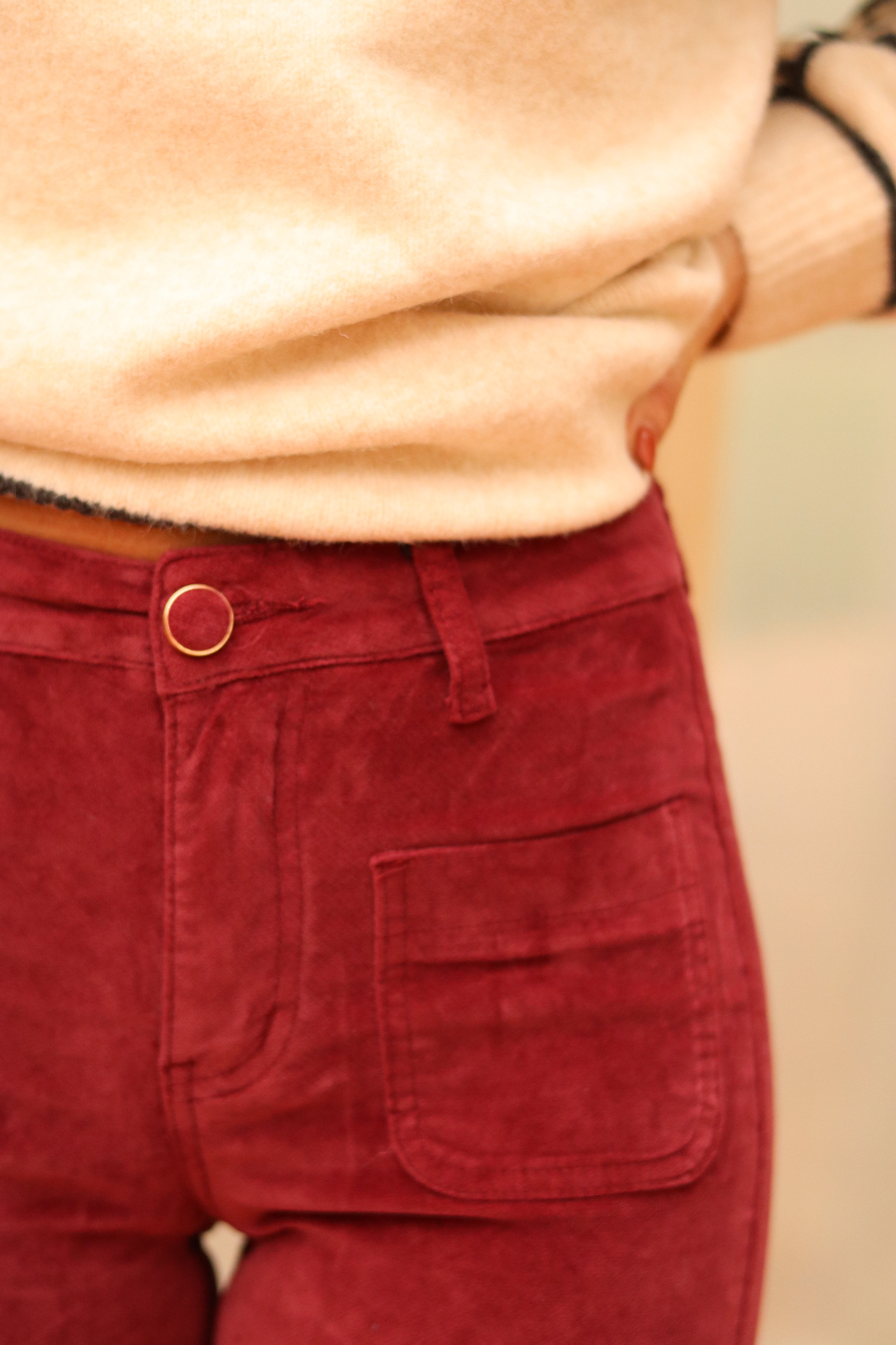 Pantalon SONNY bordeaux en velours