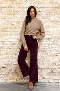 Pantalon ATHLANTY  en velours rouge bordeaux