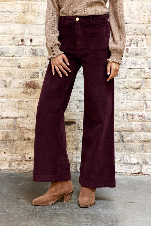 Pantalon ATHLANTY  en velours rouge bordeaux