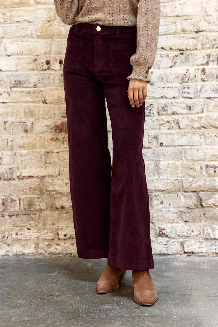 Pantalon ATHLANTY  en velours rouge bordeaux