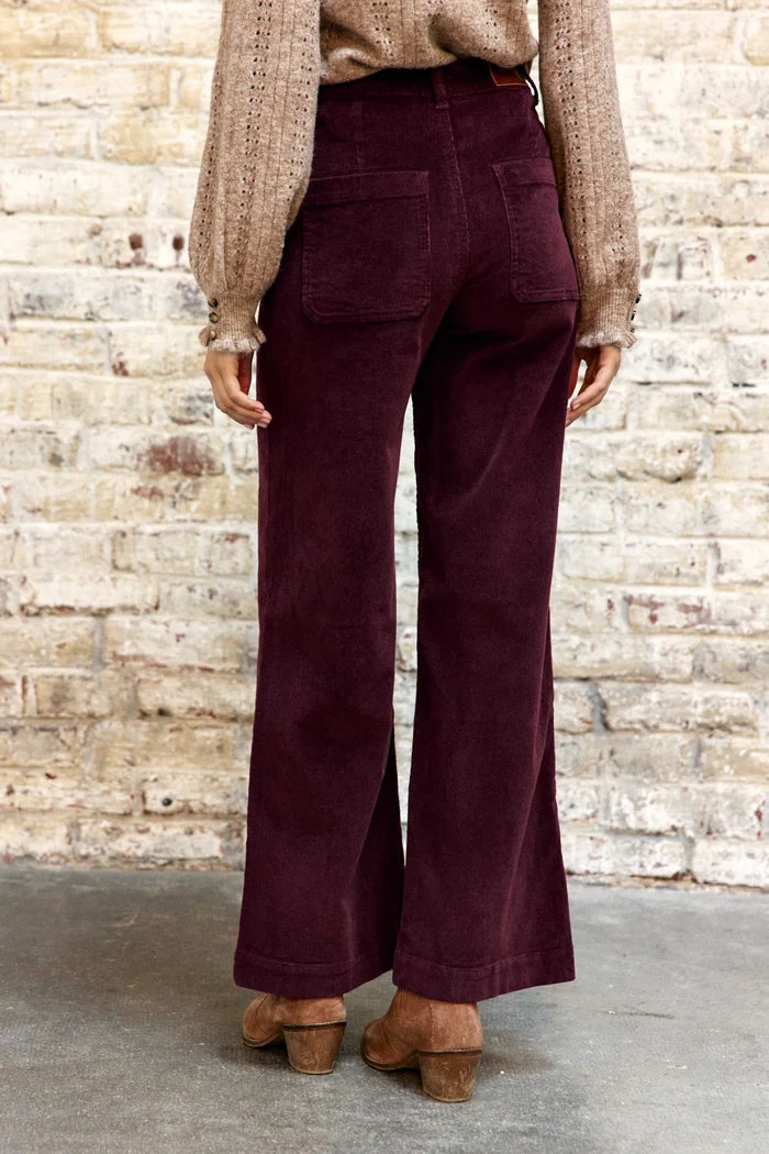 Pantalon ATHLANTY  en velours rouge bordeaux