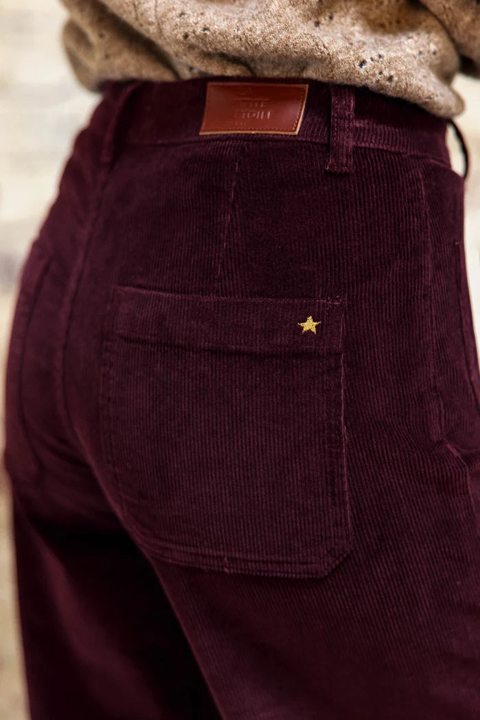 Pantalon ATHLANTY  en velours rouge bordeaux