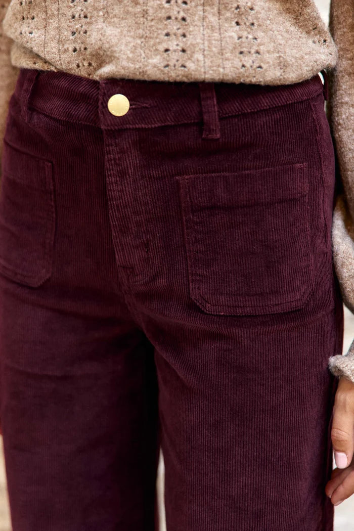 Pantalon ATHLANTY  en velours rouge bordeaux