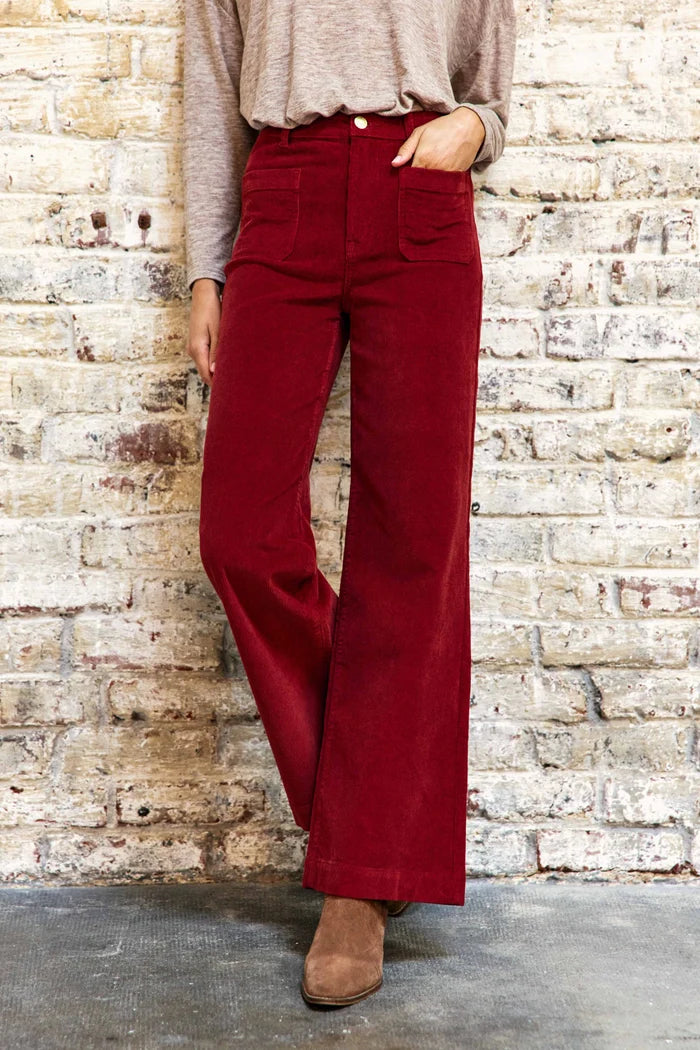 Pantalon ATHLANTY  en velours rouge brique