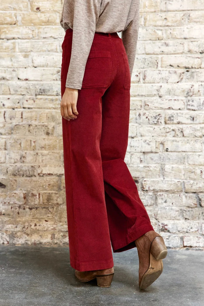 Pantalon ATHLANTY  en velours rouge brique