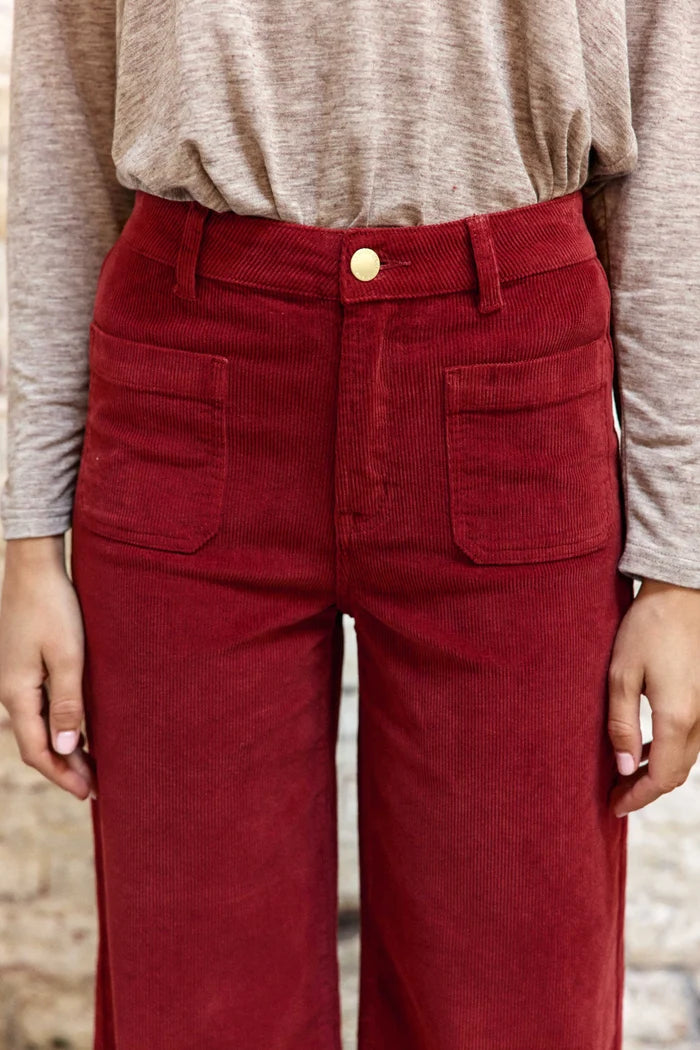 Pantalon ATHLANTY  en velours rouge brique