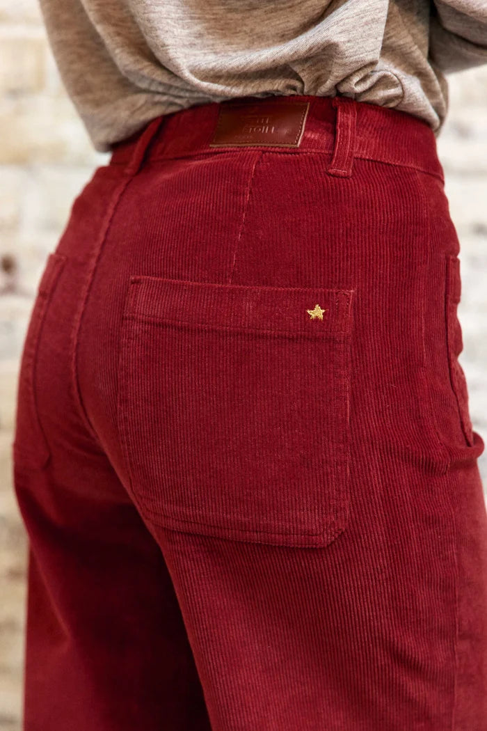Pantalon ATHLANTY  en velours rouge brique