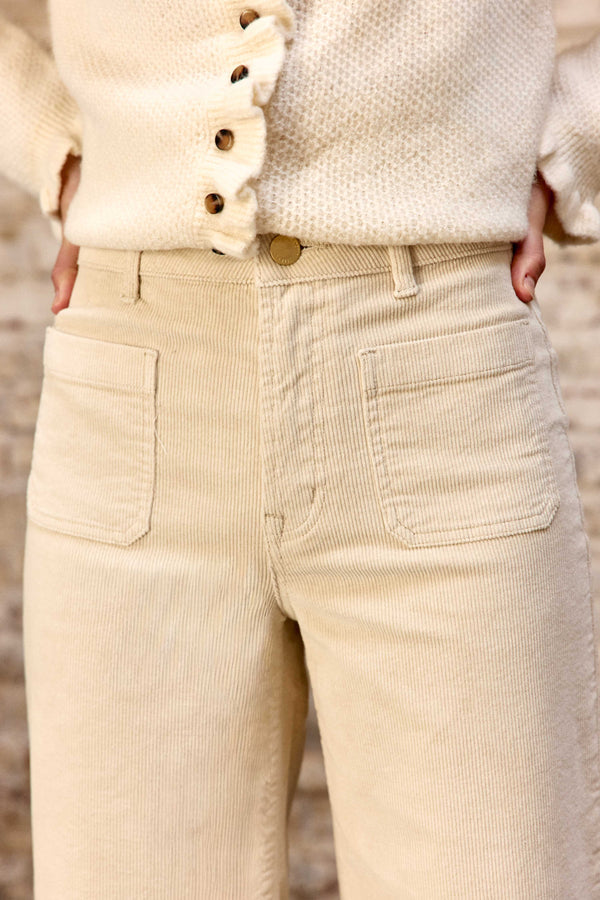 Pantalon ATHLANTY  en velours écru