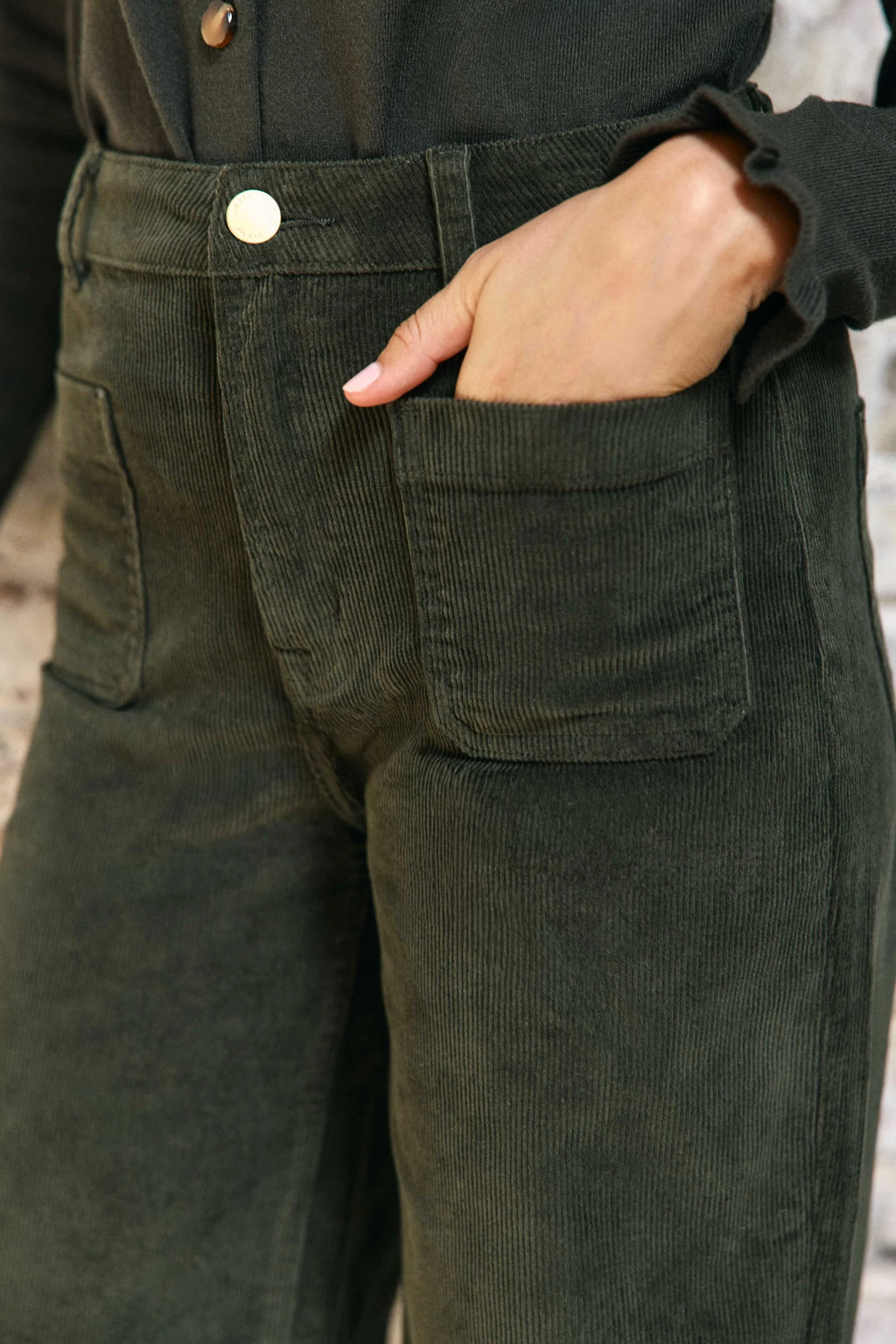 Pantalon ATHLANTY  en velours kaki