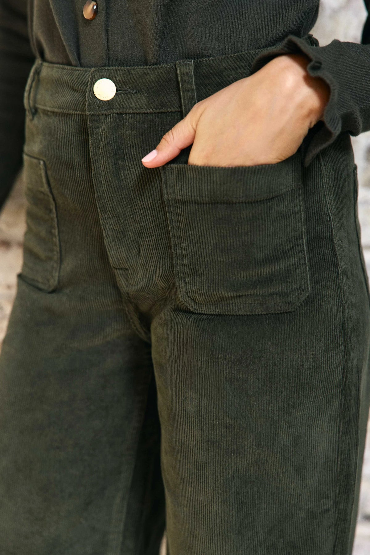 Pantalon ATHLANTY  en velours kaki