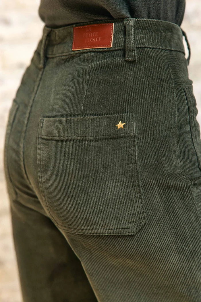 Pantalon ATHLANTY  en velours kaki