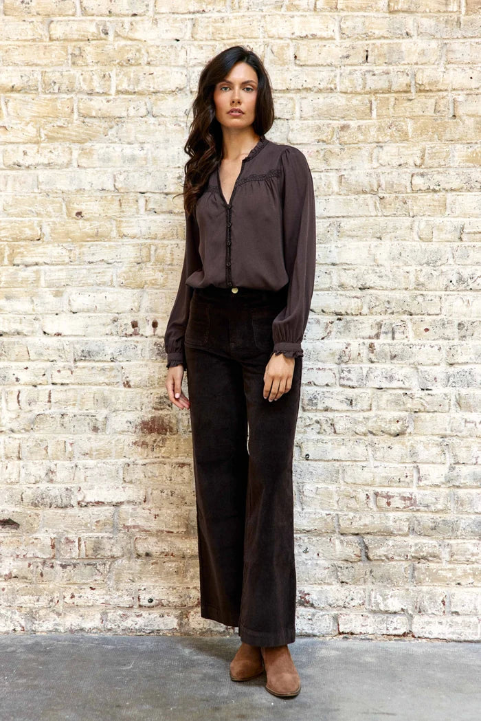 Pantalon ATHLANTY  en velours marron