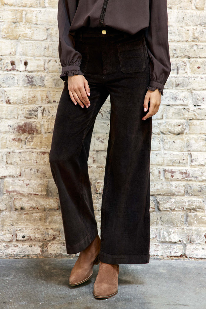 Pantalon ATHLANTY  en velours marron